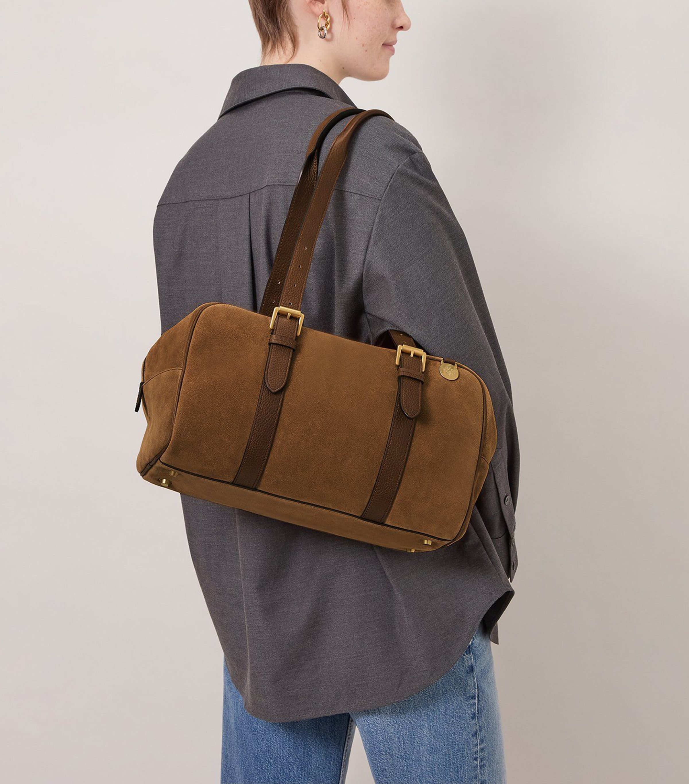 Mulberry Suede Boston Shoulder Bag Vintage Oak Image 2