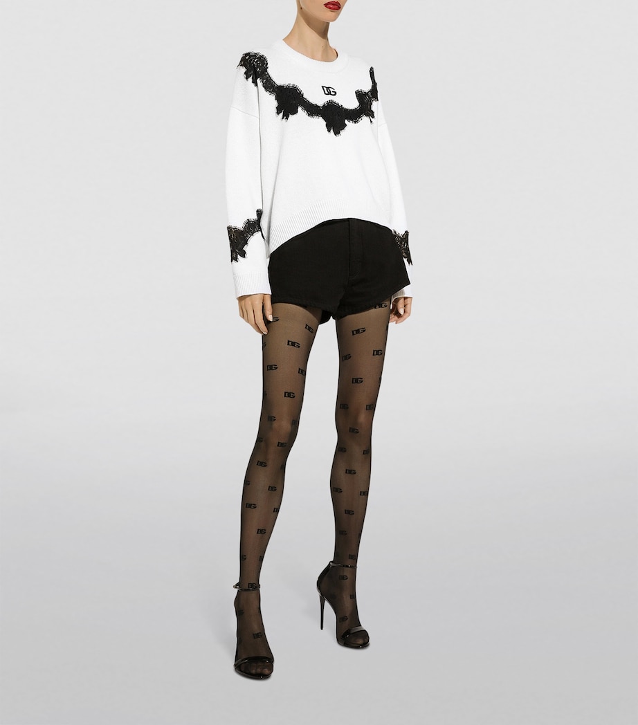 Lace-Detail Sweater W4335-BRIGHT WHITE Image 4