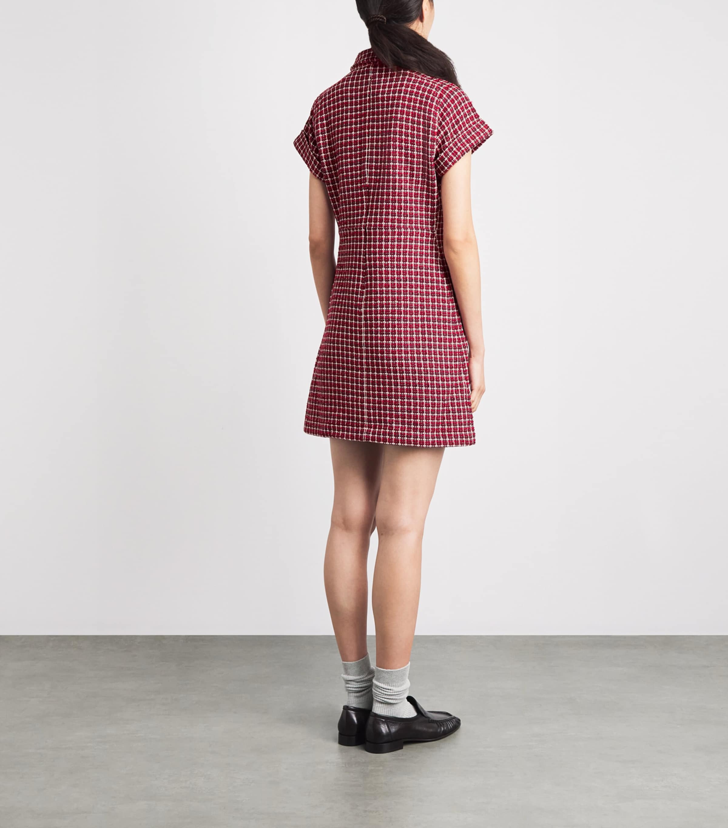 ME+EM Womens Fit-and-Flare Jacquard Mini Dress Pomegranate Red Image 4