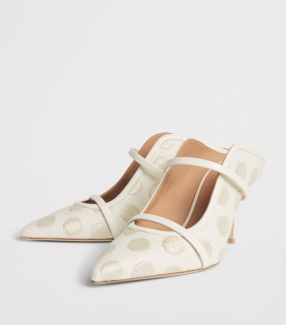 Malone Souliers Raffia-Leather Maureen Heeled Mules 70 Cream Image 3