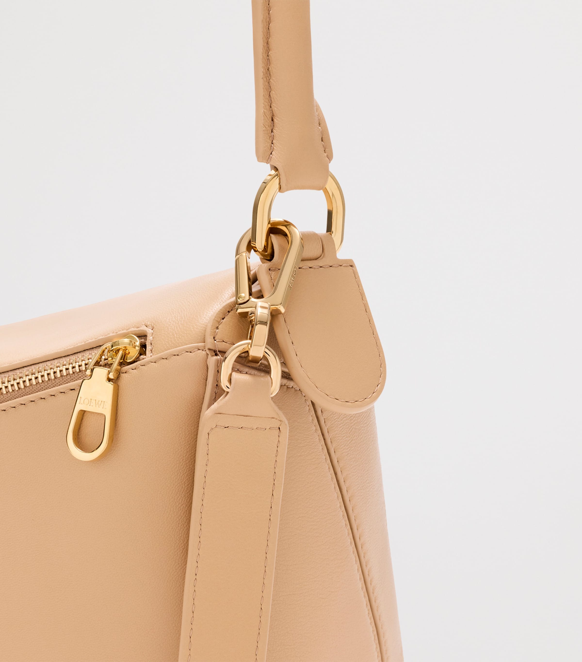 LOEWE Medium Leather Featherlight Puzzle Top-Handle Bag Silk Beige Image 11