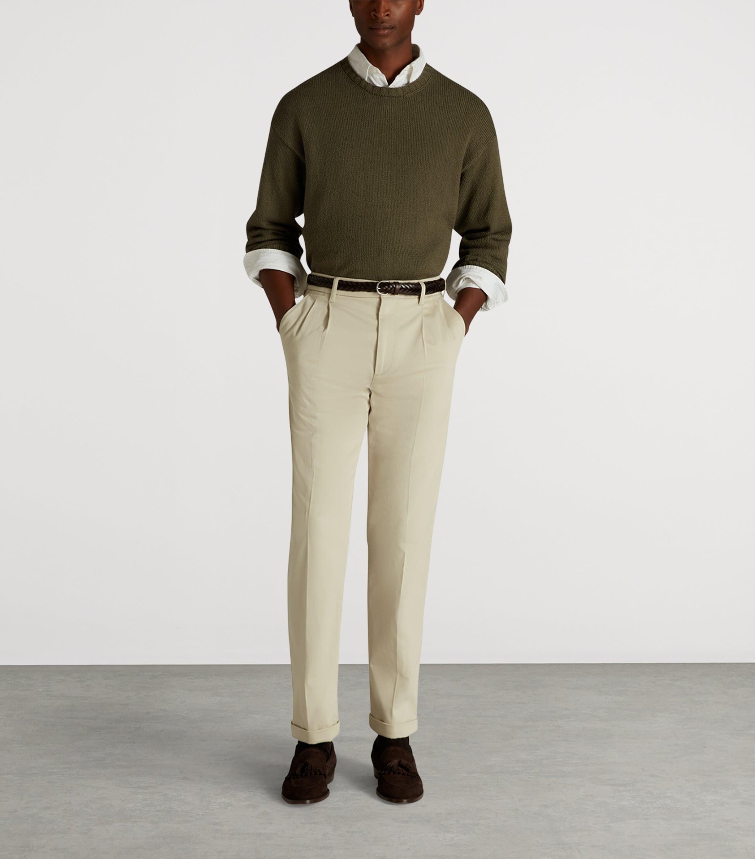 Stretch-Cotton Twill Double-Pleat Chinos 270STONE Image 2