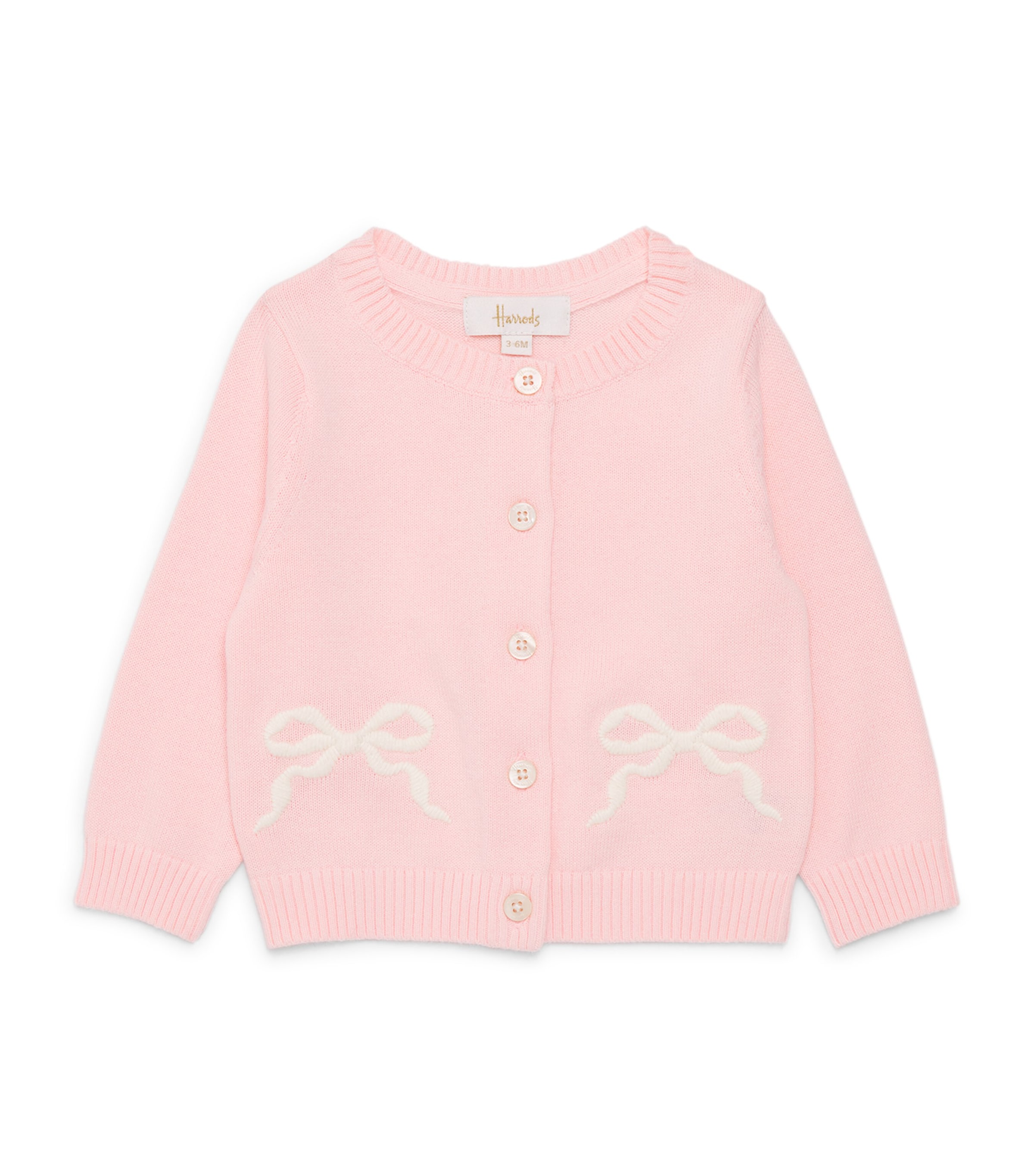Harrods Cotton Bow Cardigan (0-18 Months) Pink Image 1
