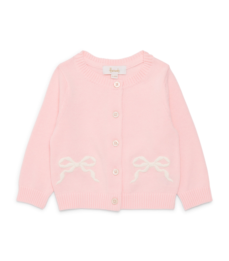 Harrods Cotton Bow Cardigan (0-18 Months) Pink Image 1