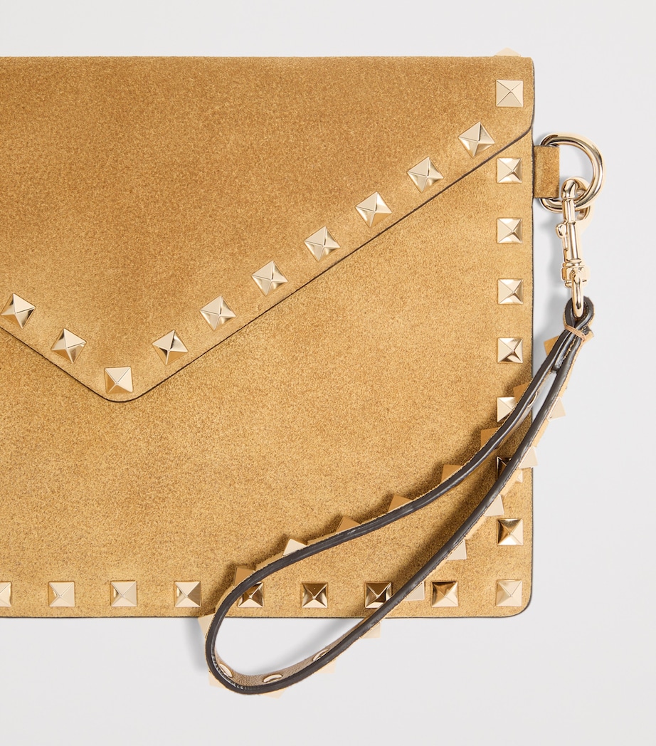 Valentino Garavani Suede Rockstud Clutch Bag Rdx Image 7