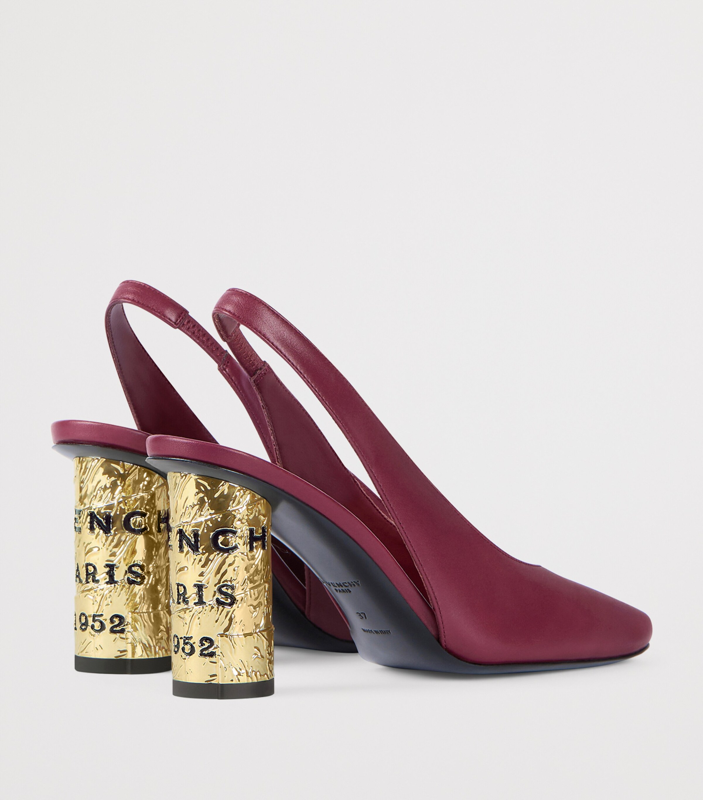 Leather Slingback Heels 85 BURGUNDY Image 4