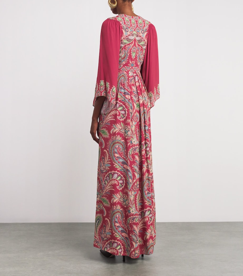 Crepe de Chine Paisley Maxi Dress X0868 Image 3