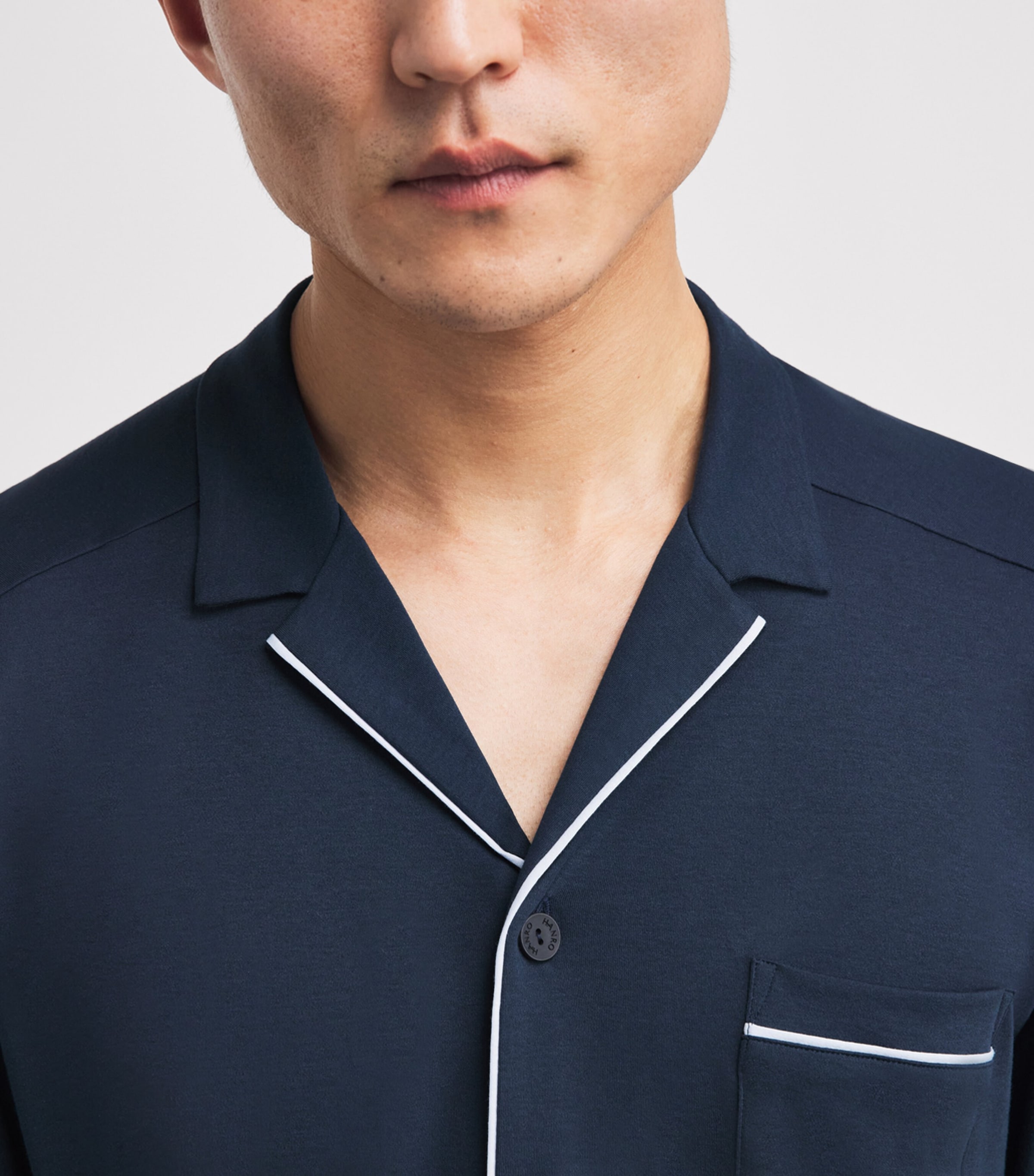 Hanro Mens Cotton Day & Night Pyjama Set Deep Navy Image 3
