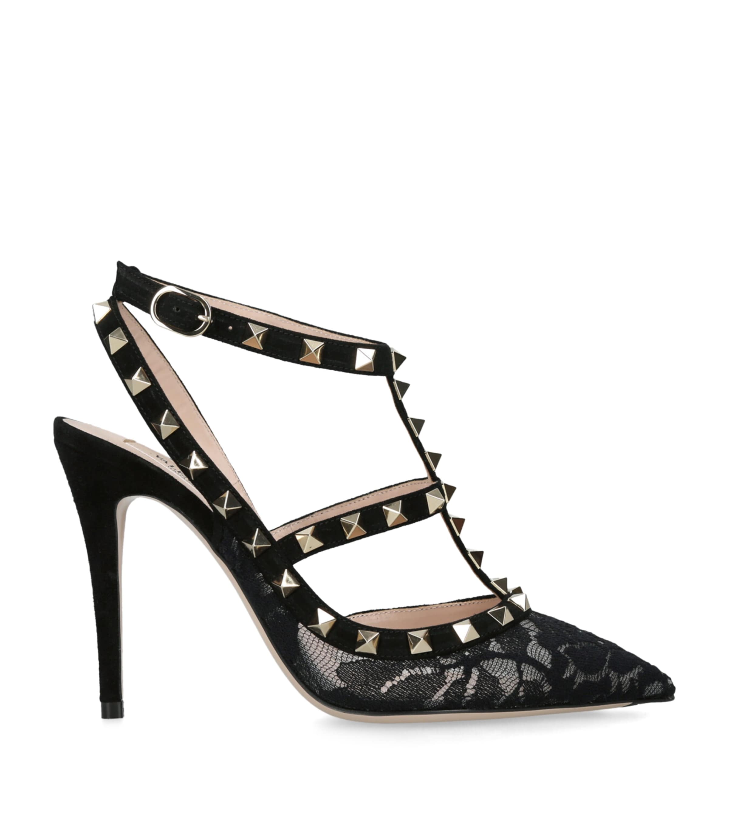 Valentino Lace Rockstud Pumps 100 In Black