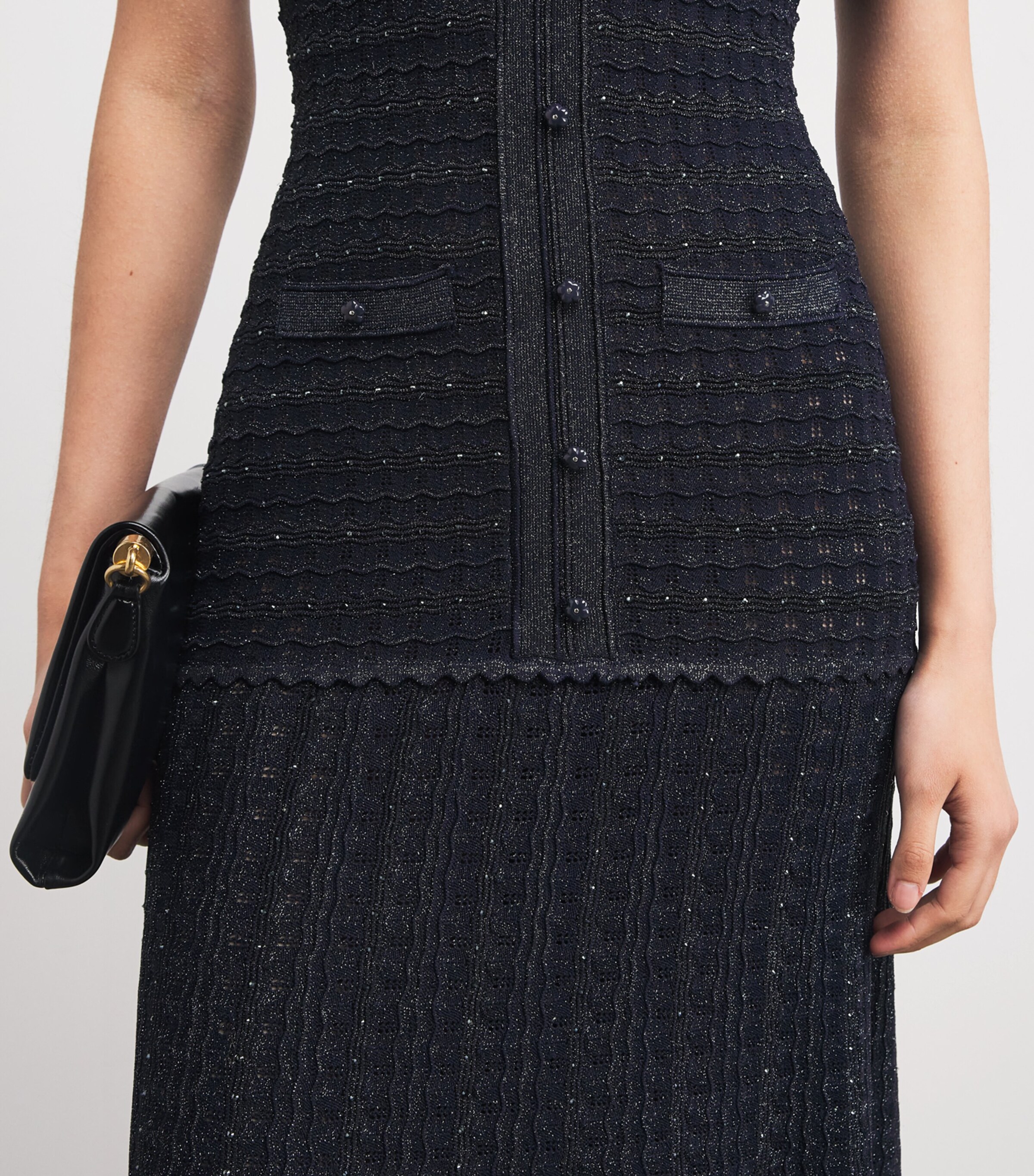 Sandro Paris Womens Knitted Rhinestone Maxi Dress Navy Blue Image 6