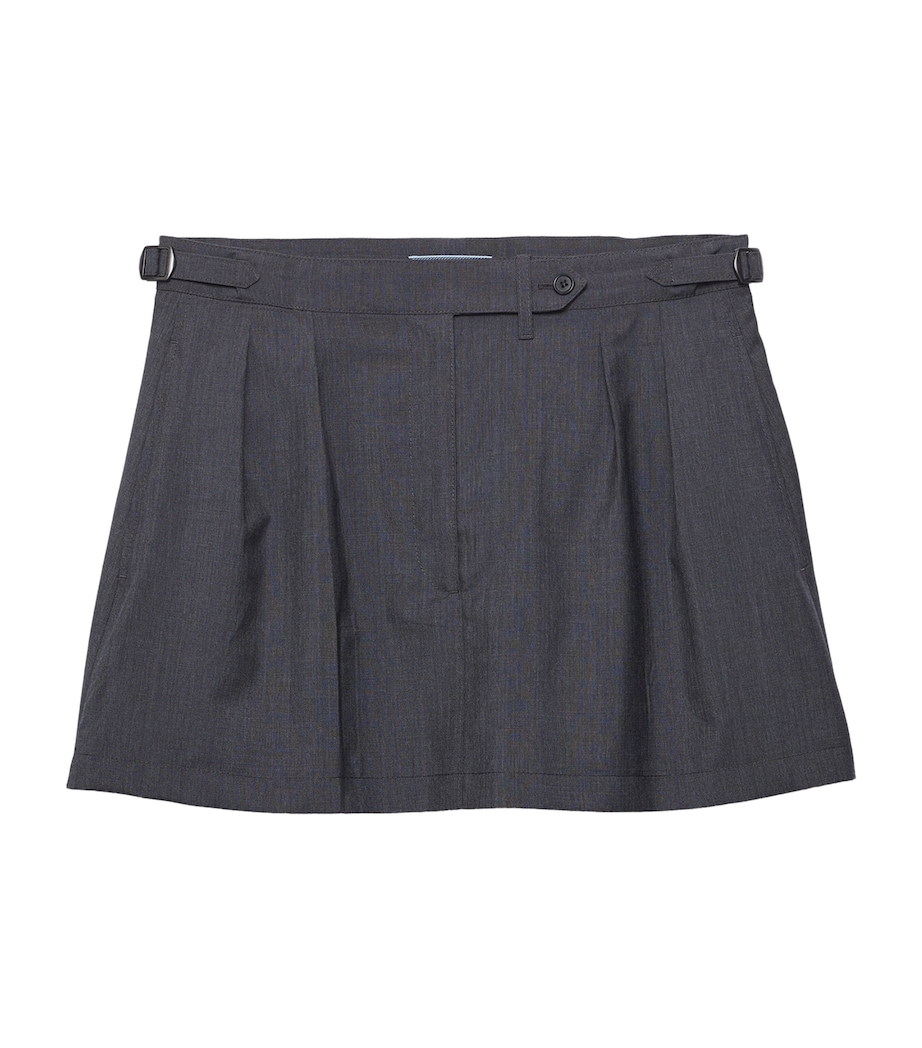Prada Womens Wool-Mohair Mini Skirt Grey Image 1