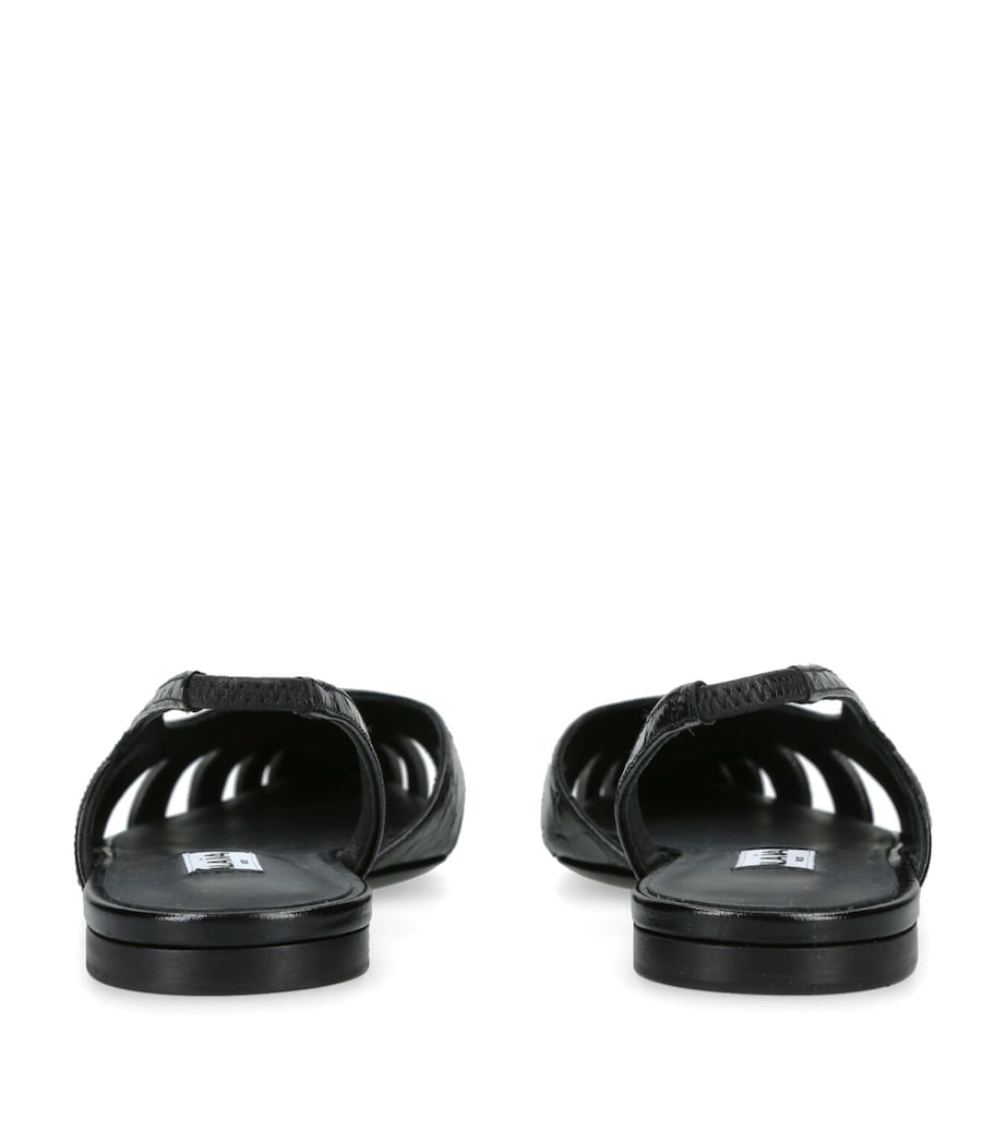 Leather Croc-Embossed Slingback Flats BLACK Image 2
