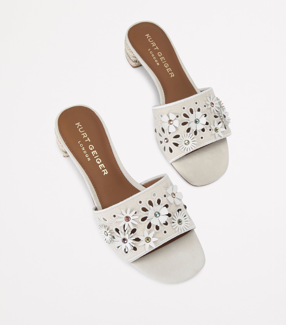 Suede Flower Low Sandals 30 BONE/COMB Image 4