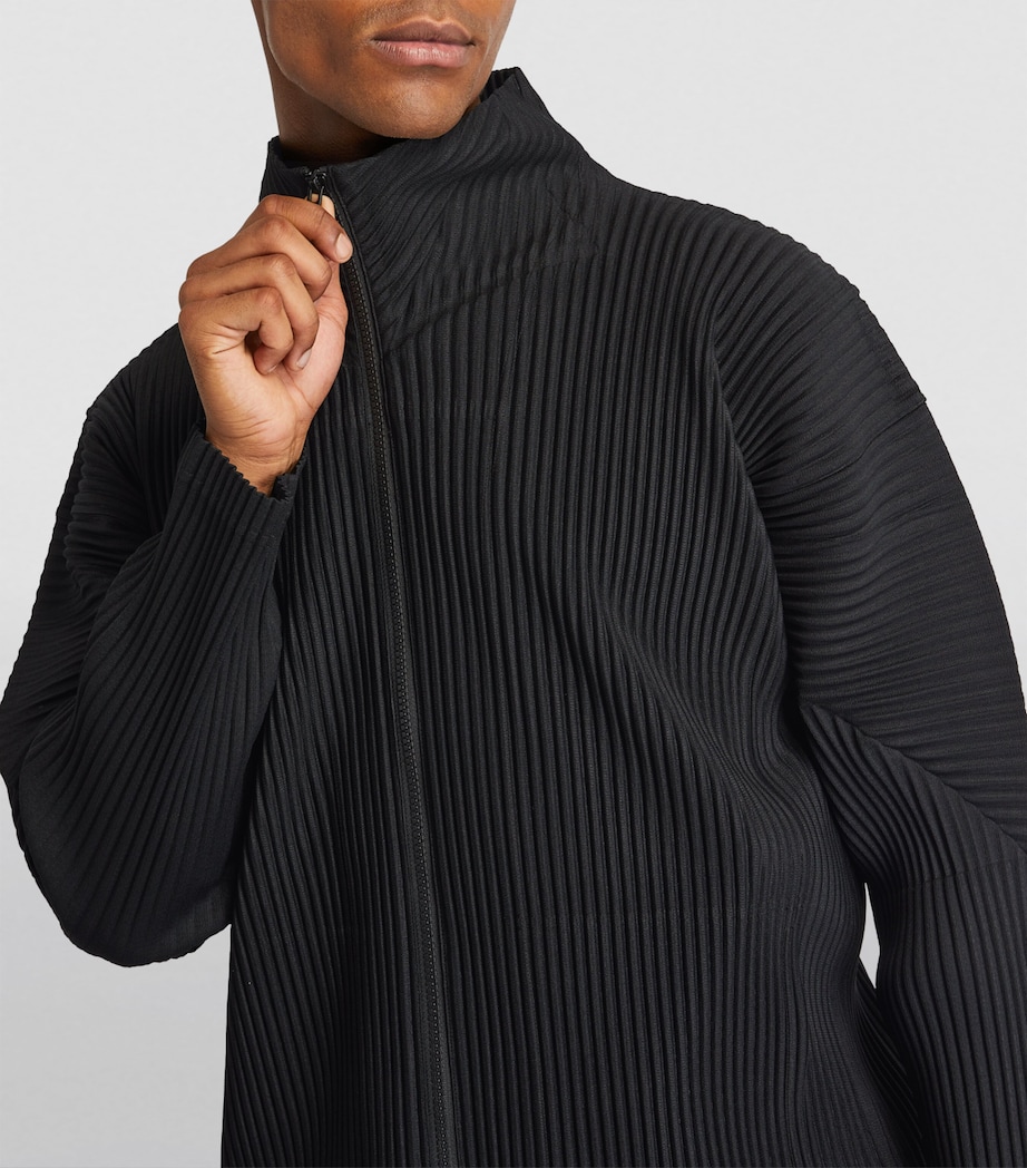 Pleated Zip-Up Cardigan 15 BLACK Image 6