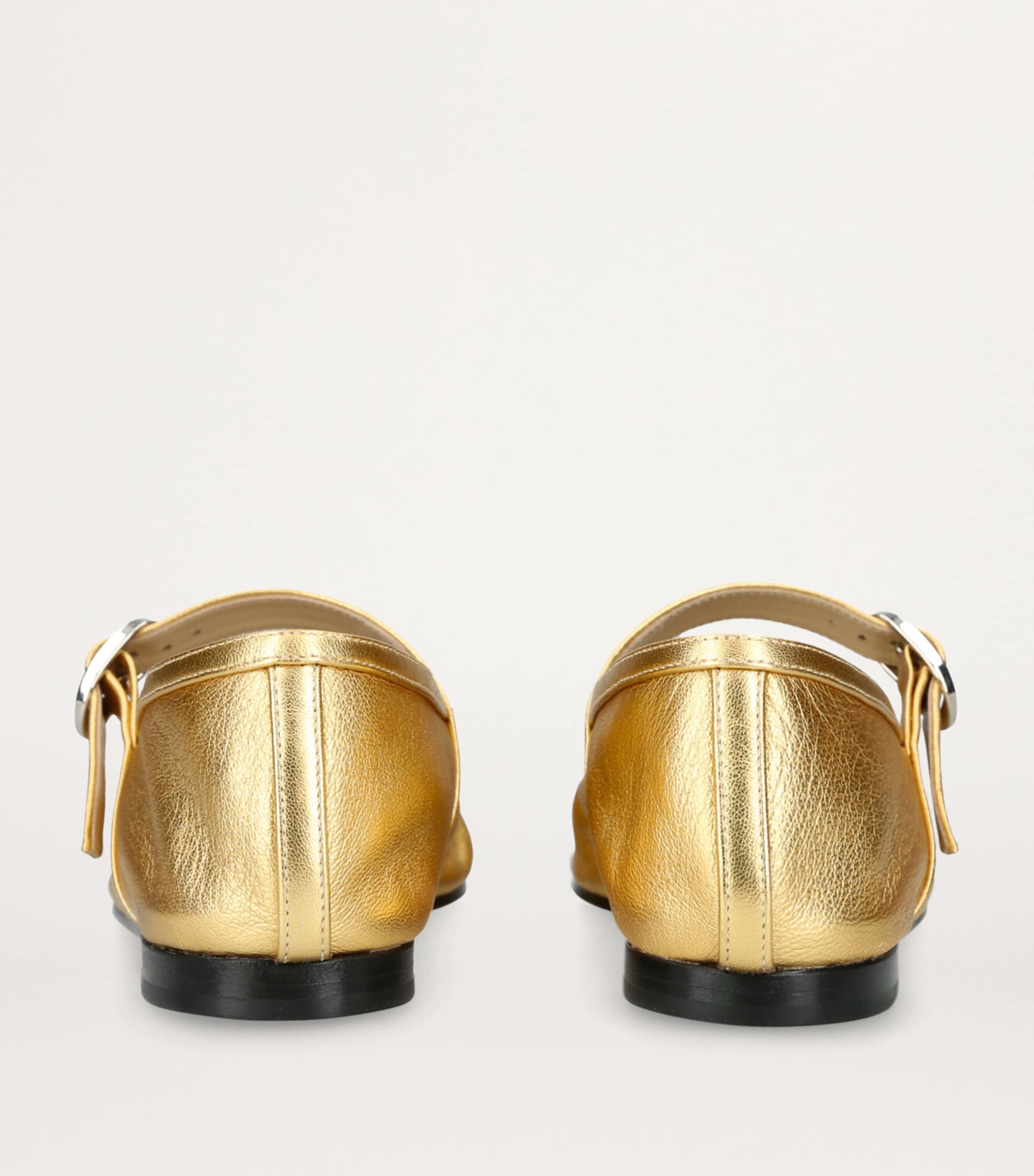 Le Monde Beryl Leather Metallic Mary Jane Ballet Flats Gold Image 2