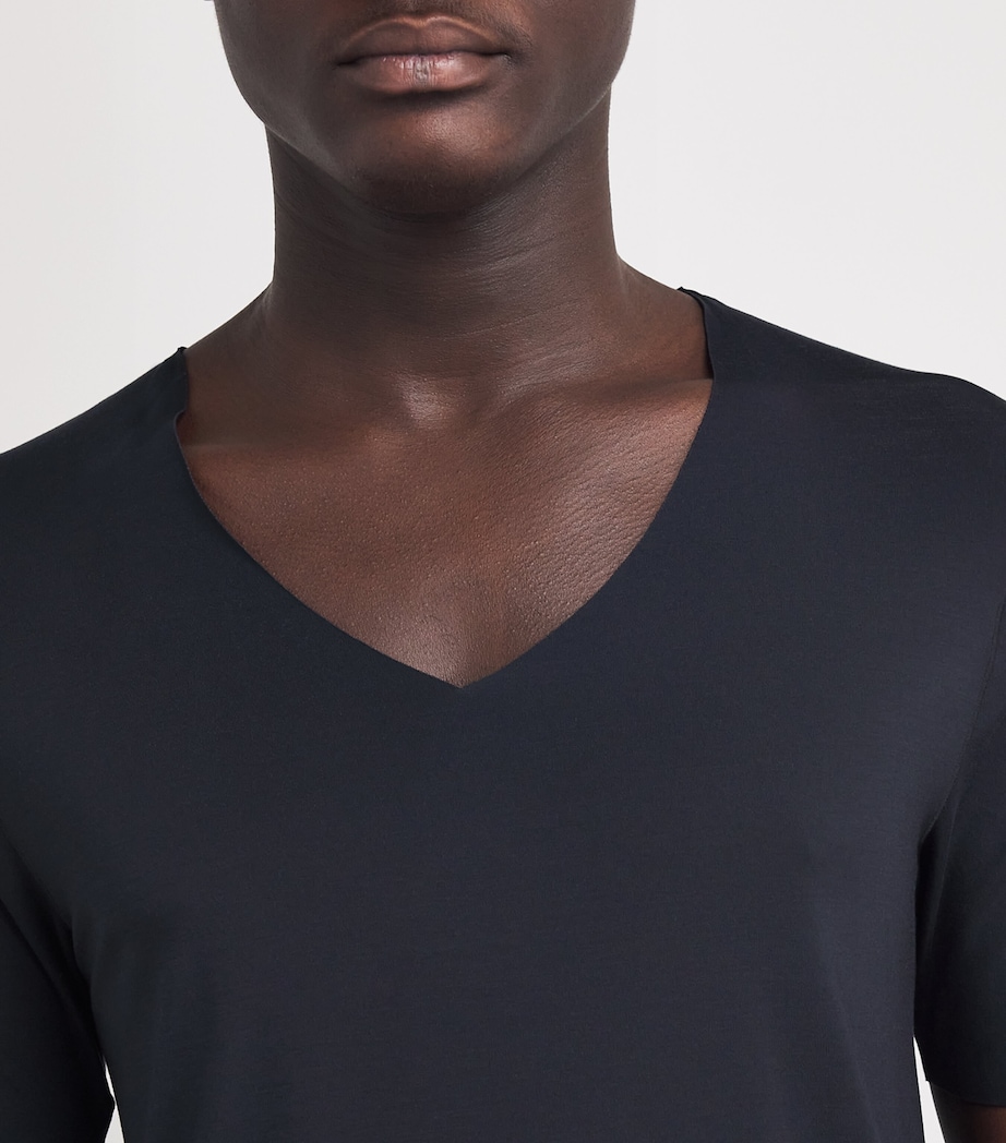 Clean Cut V-Neck T-Shirt 0019 BLACK Image 7