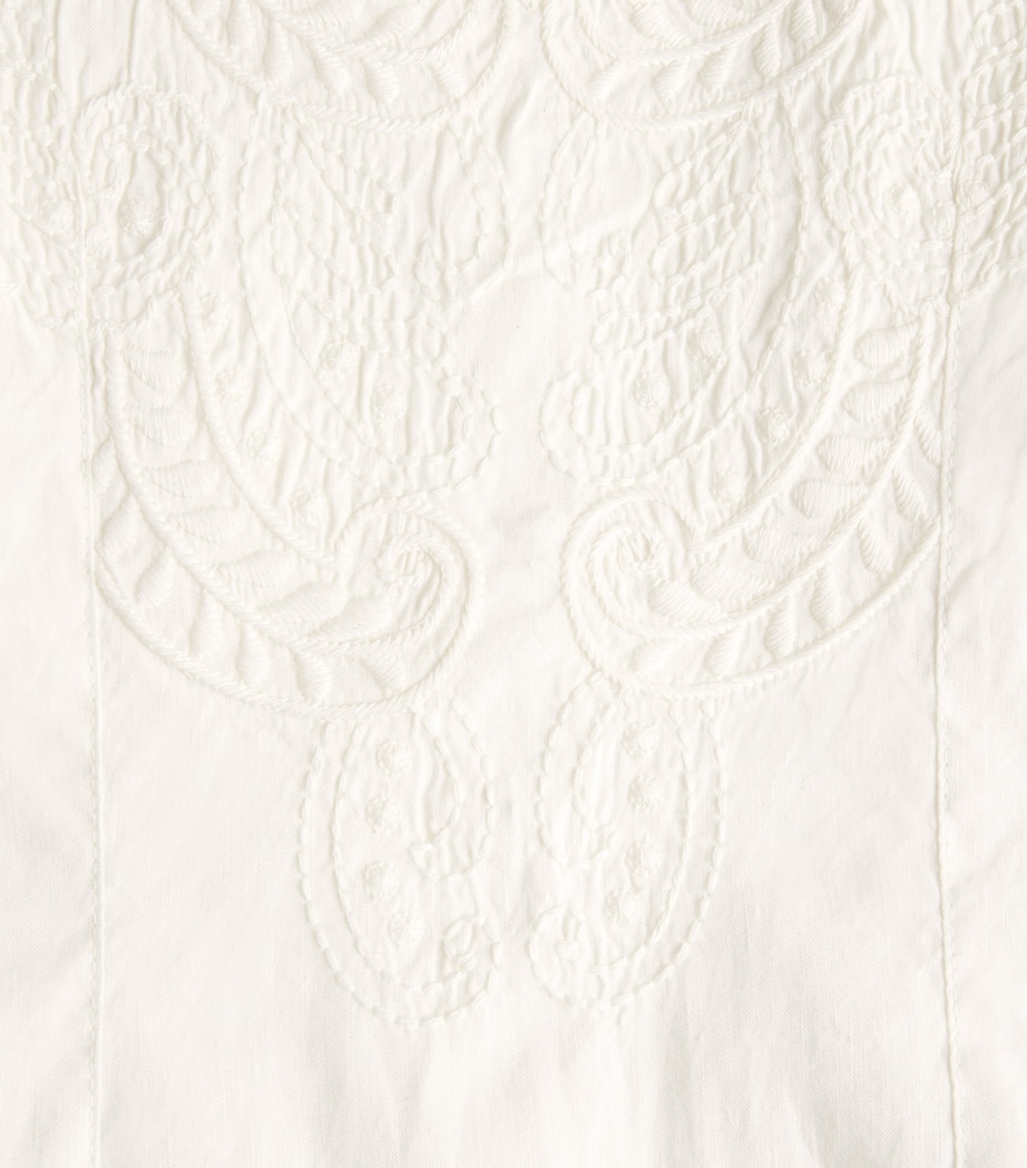 Veronica Beard Womens Linen-Blend Eyelet Upten Midi Dress Dove Image 6