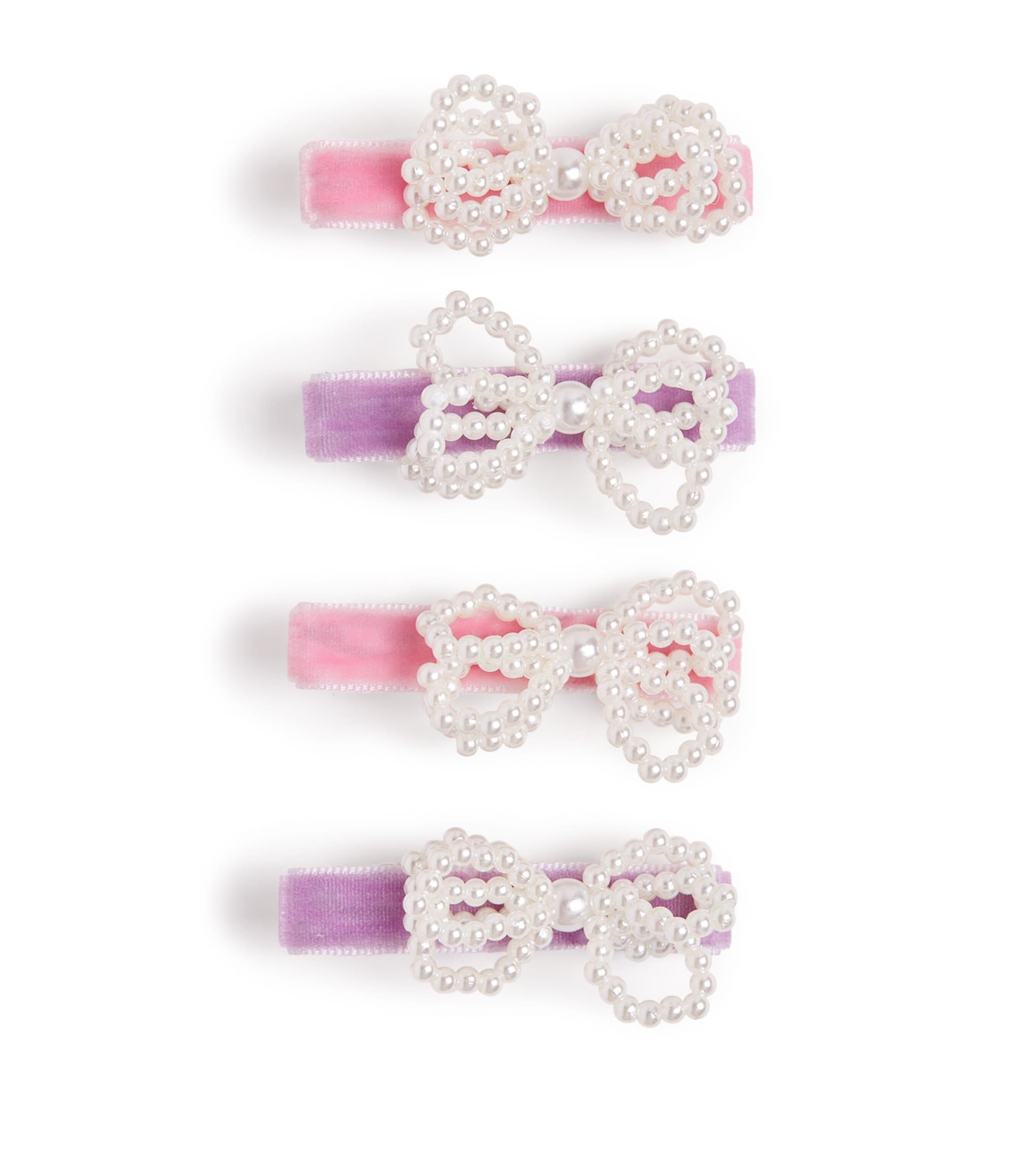 Velvet Pearl Bow Hairclips (Set of 4) MULTI Image 1