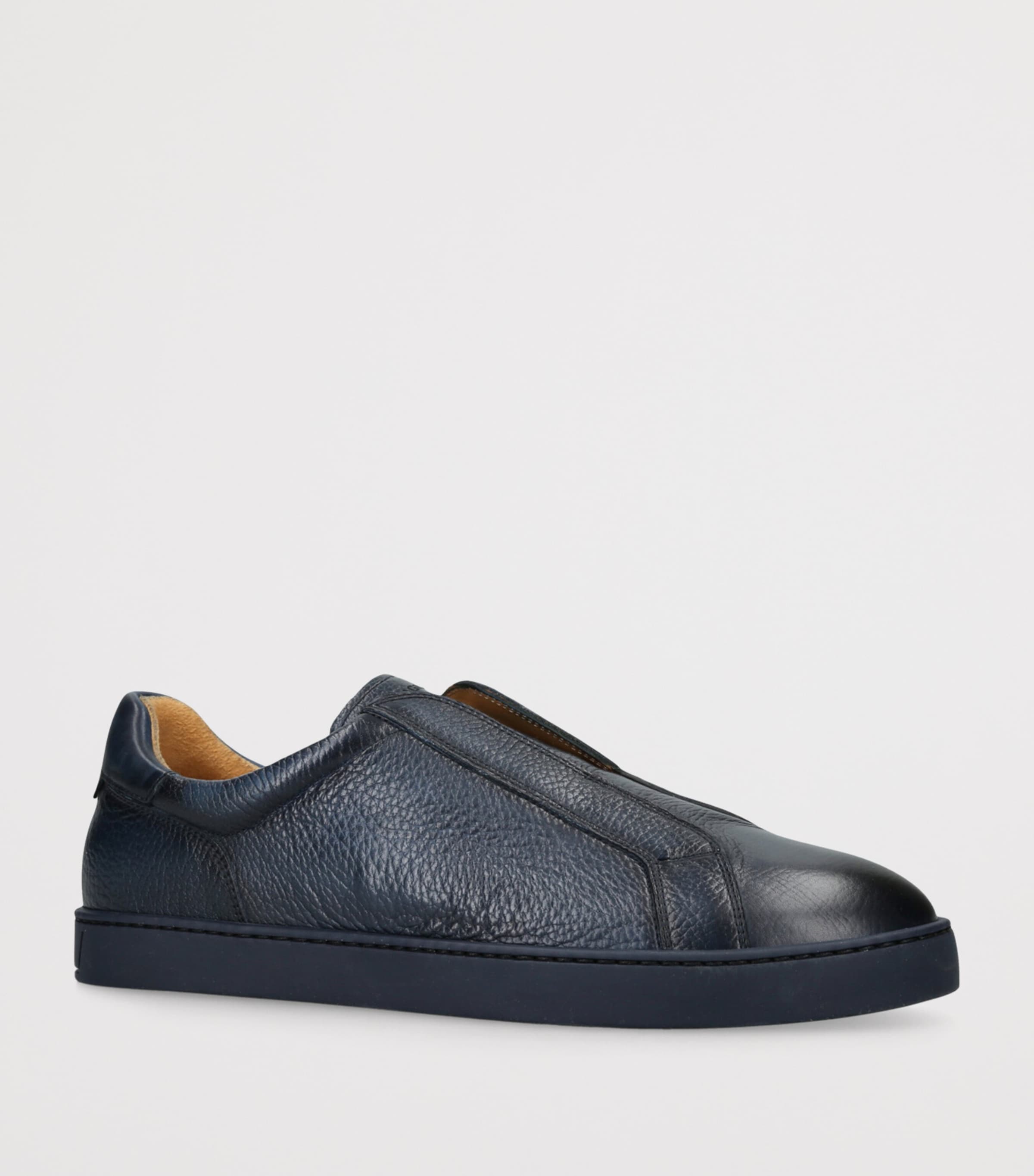 Leather Laceless Sneakers NAVY Image 3