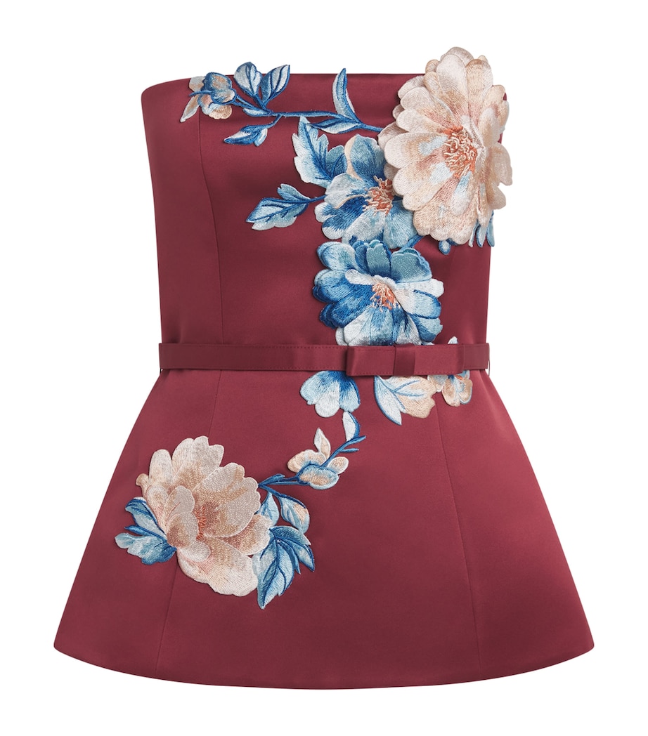 LEO LIN Womens Floral Embroidered Nadia Bustier Top Cosmos Print Image 1