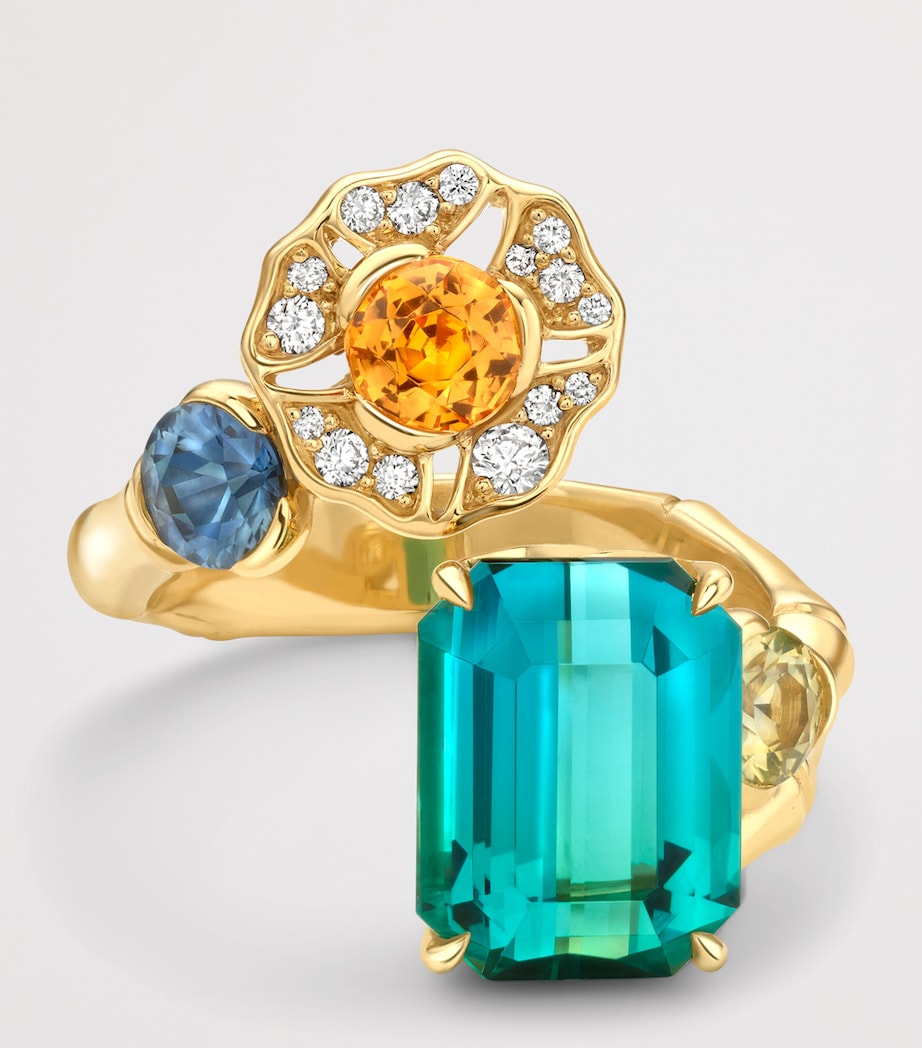 Boodles Yellow Gold, Diamond, Sapphire and Gemstone The Palace Collection Queen Charlotte’s Cottage Gemini Ring Gold Image 3
