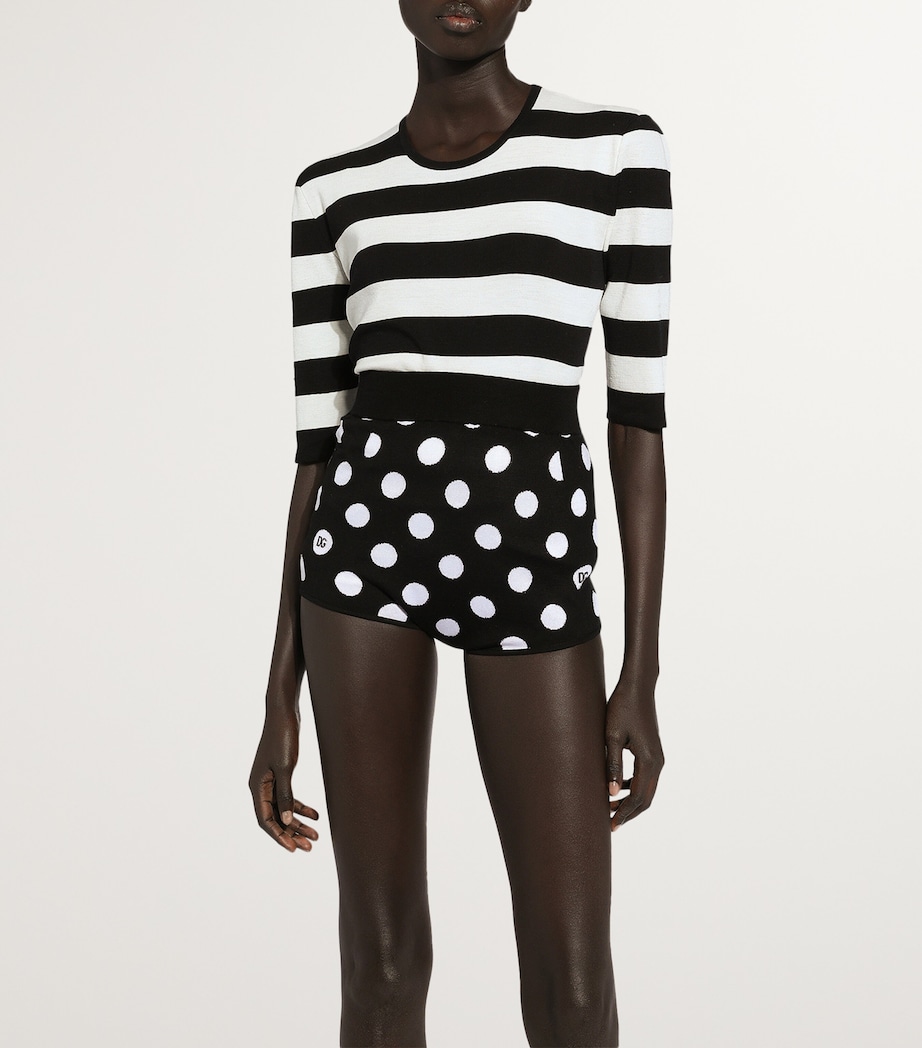 Polka-Dot Mini Shorts N0004-BLACK/WHITE Image 4
