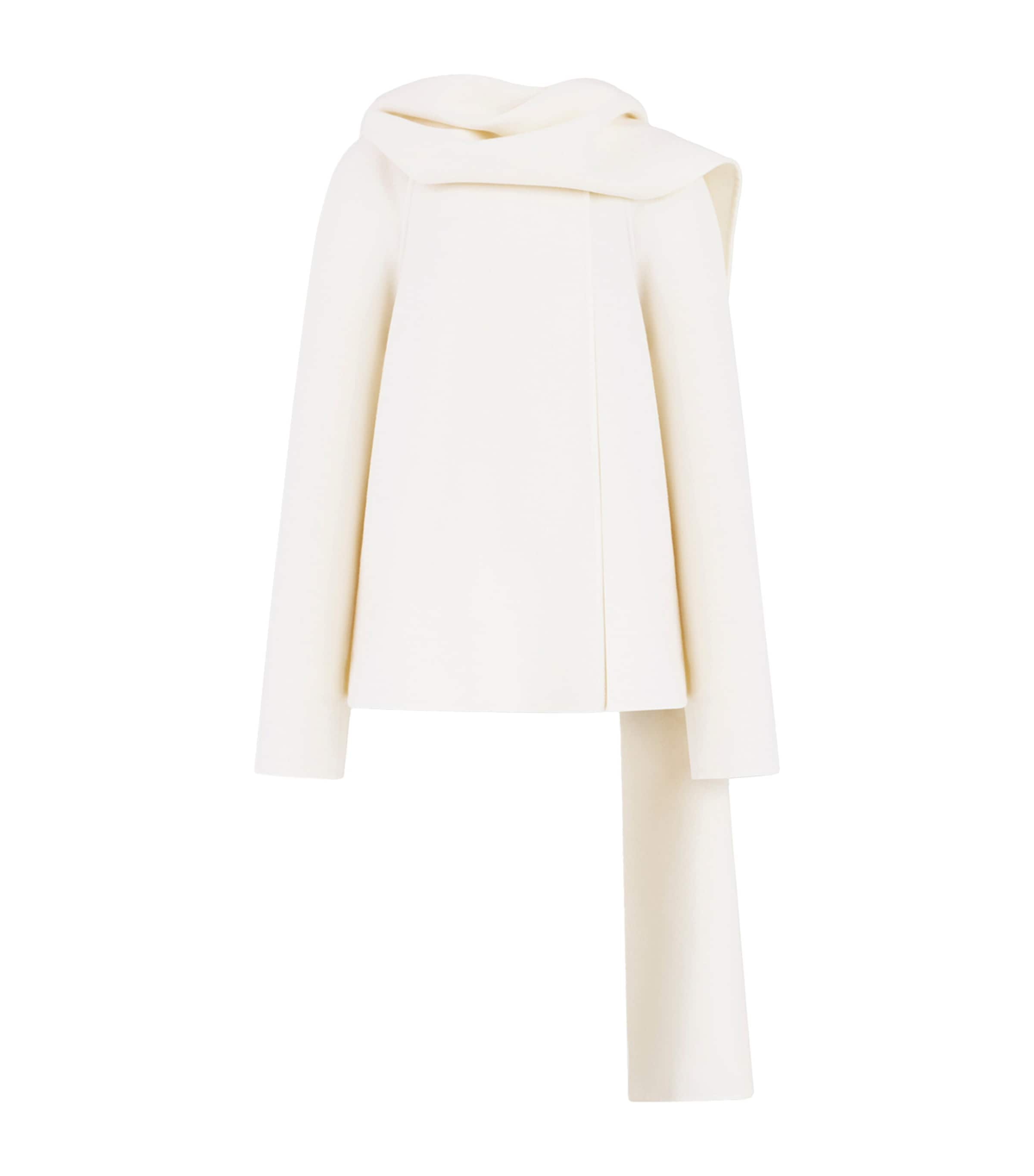 Alaïa Womens Wool Scarf Coat Natural Image 1