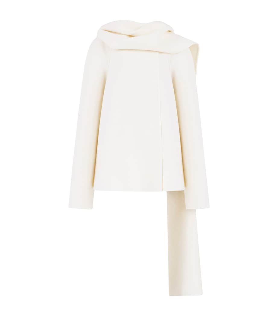 Alaïa Womens Wool Scarf Coat Natural Image 1