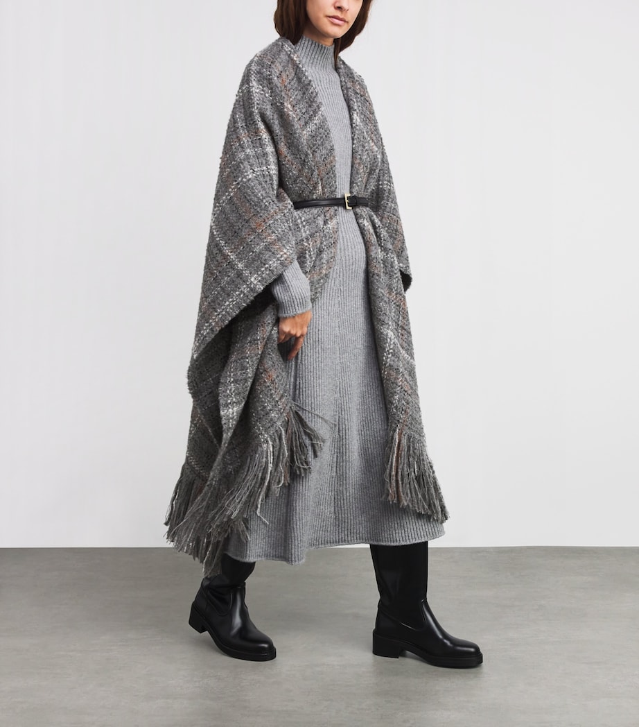 Cashmere-Silk-Alpaca Textured Cape RU7663 GREY Image 3
