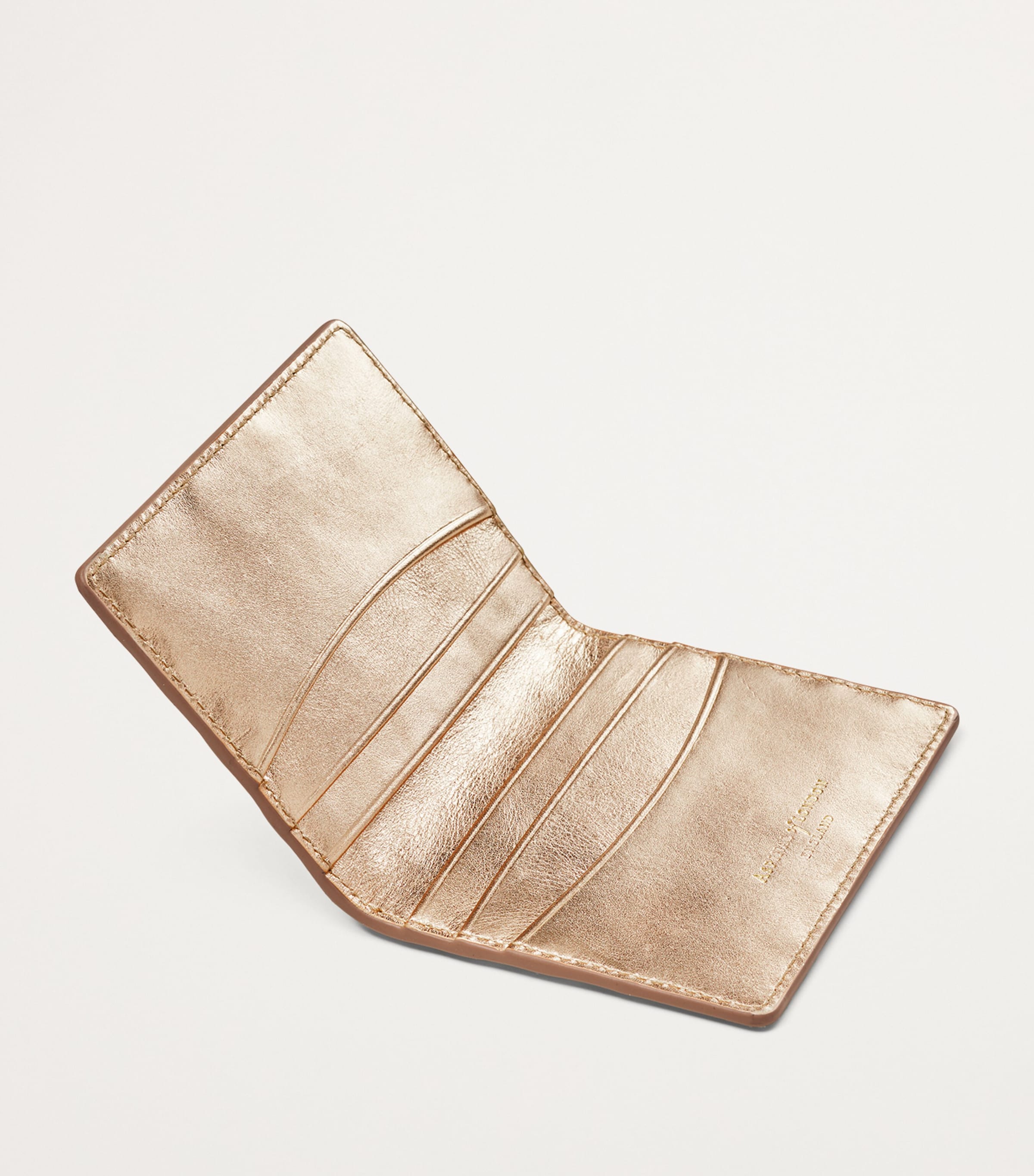 Leather Double Fold Card Holder CHAMPAGNE METALLIC Image 4