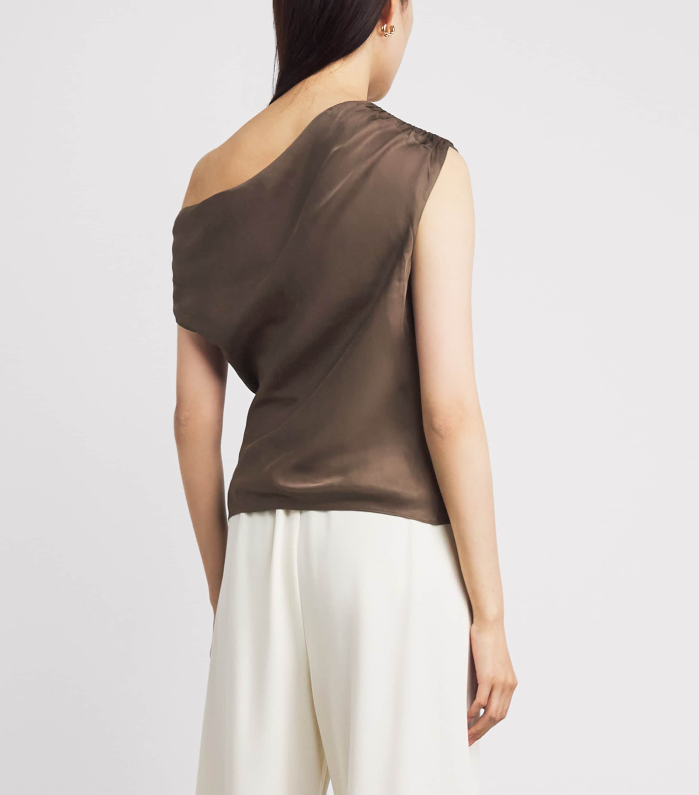 Toccin Womens One-Shoulder Veda Top Coffee Image 5