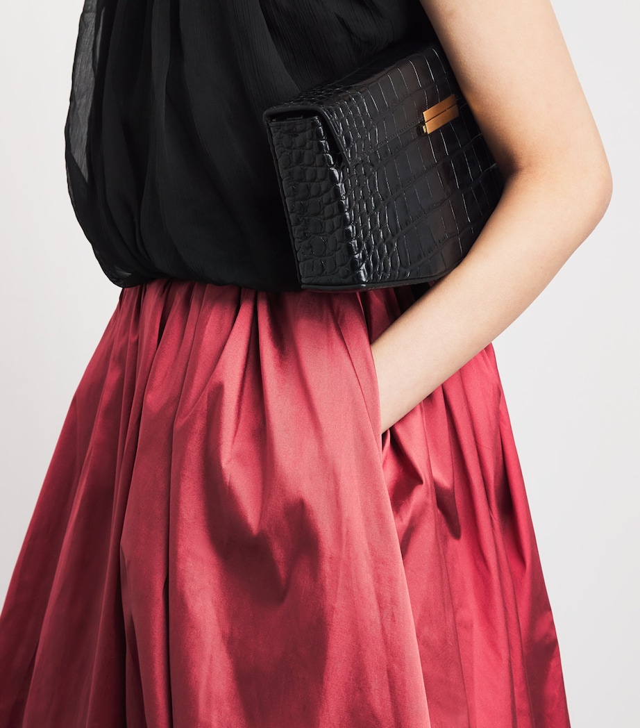 Abadia Womens Elodie Pleated Midi Skirt Red Image 3