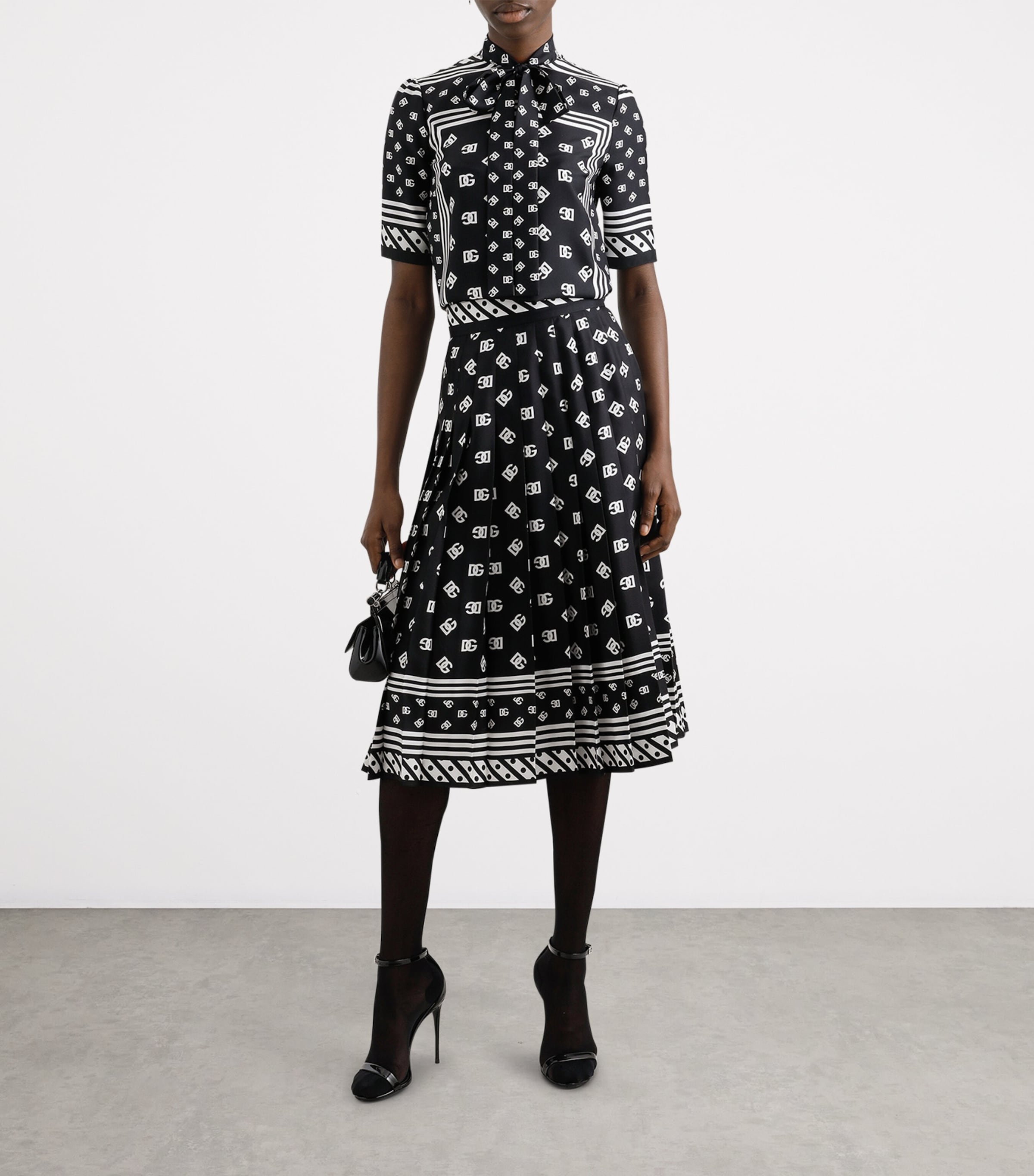 Silk Monogram Blouse N0000-BLACK Image 2