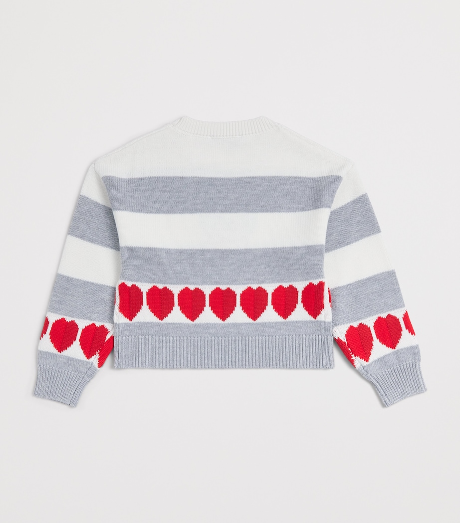 Monnalisa Stripe Teddy Bear Sweater (2-12 Years) Panna+grigio Image 2