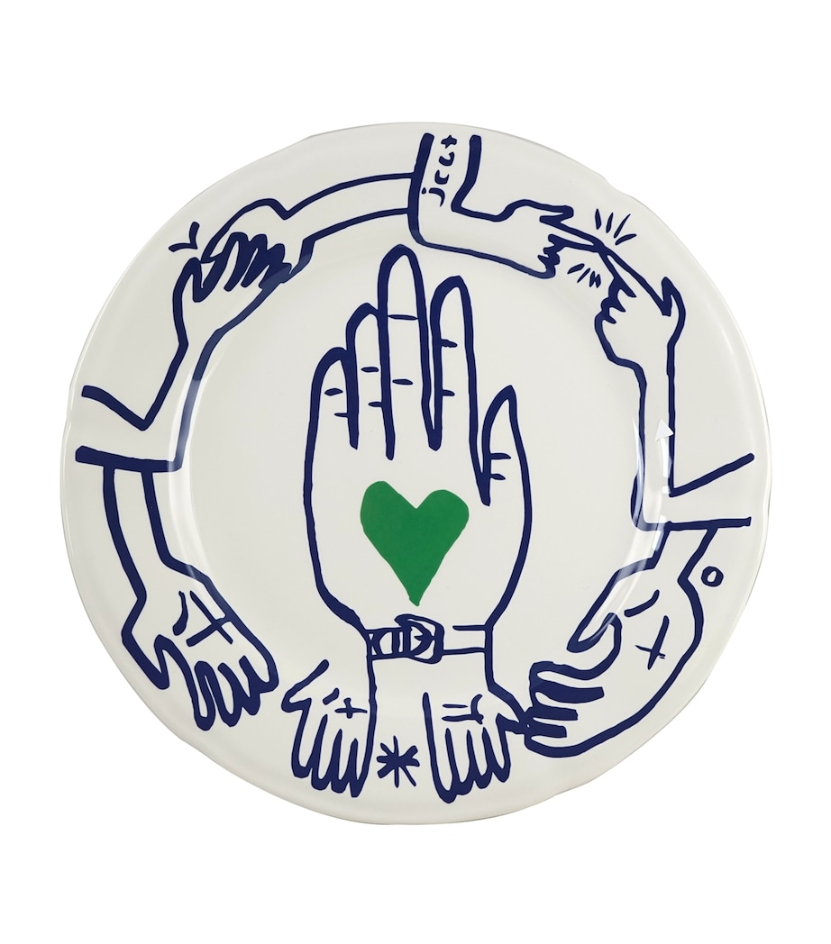 Set of 6 L'Archipel Sentimental Dinner Plates (27cm) WHITE, BLUE Image 5