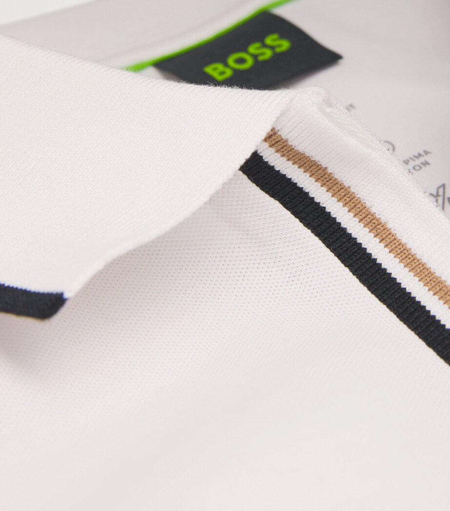 BOSS Mens Stretch-Cotton Philix Polo Shirt White Image 6