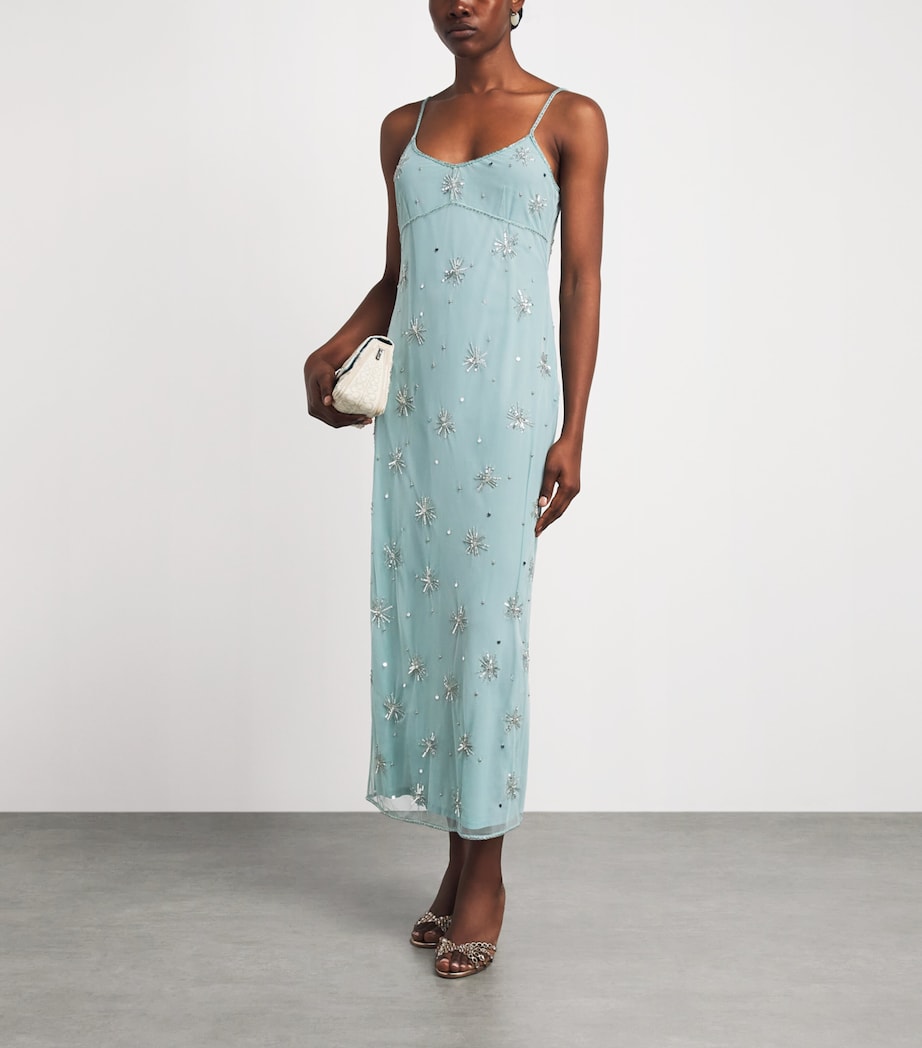 STAUD Womens Embellished Azzurra Midi Dress Lksd Lakeside Image 2