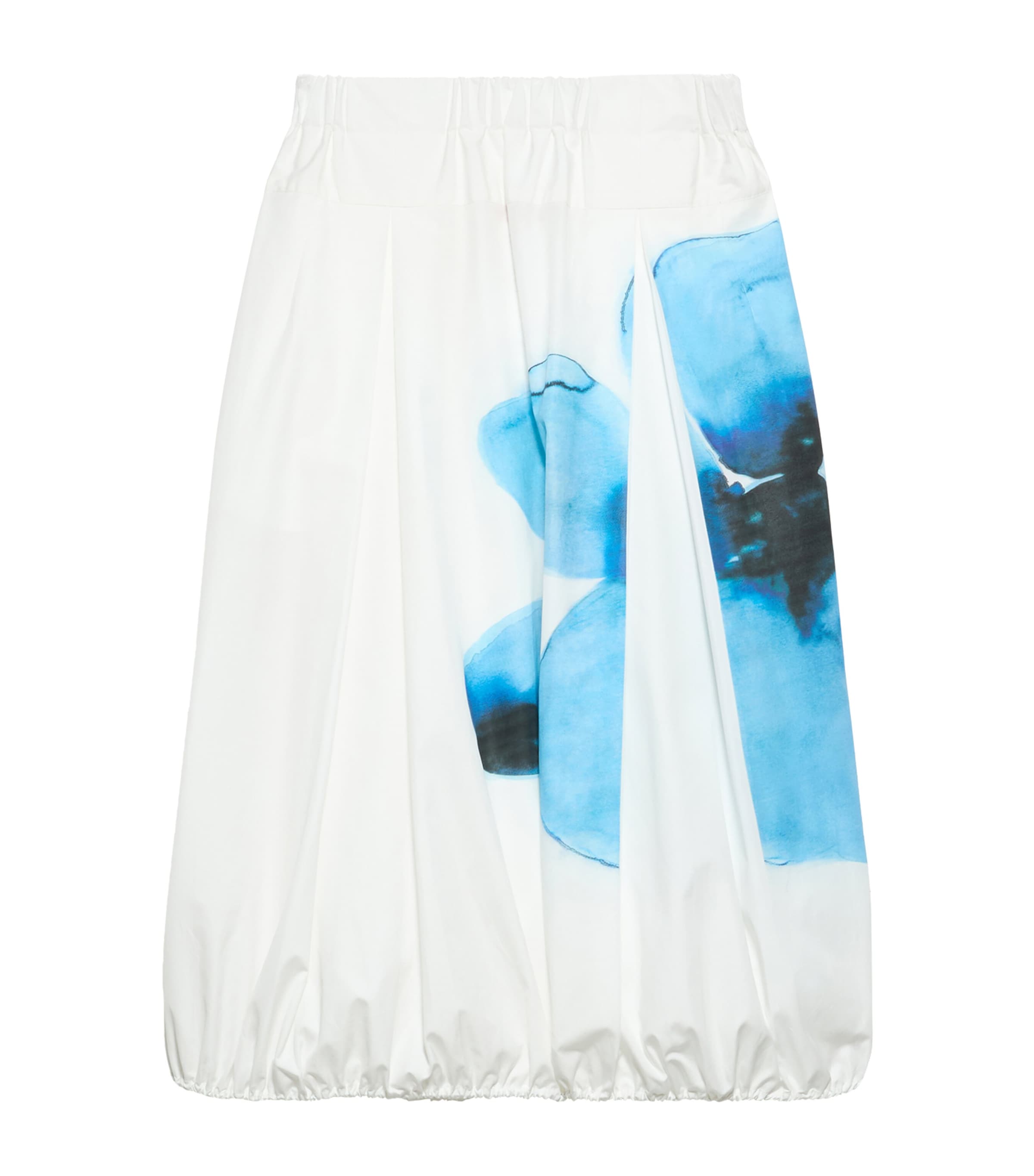 MAX&Co. Womens Cotton Floral Print Midi Skirt Cream Image 1