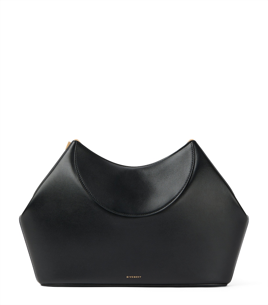 Leather Facet Clutch Bag BLACK Image 1