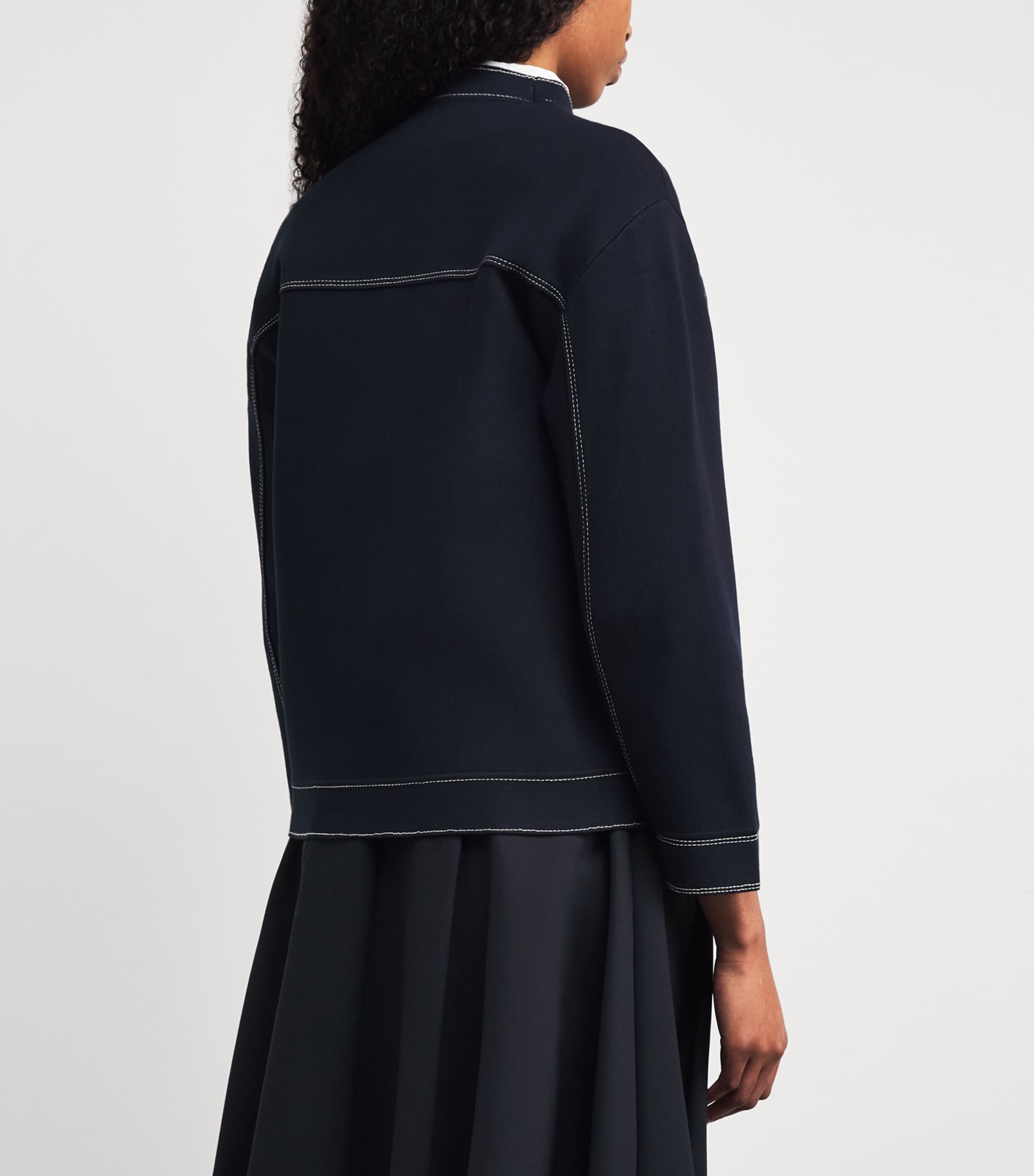 Topstitched Cardigan NAVY BLUE Image 4