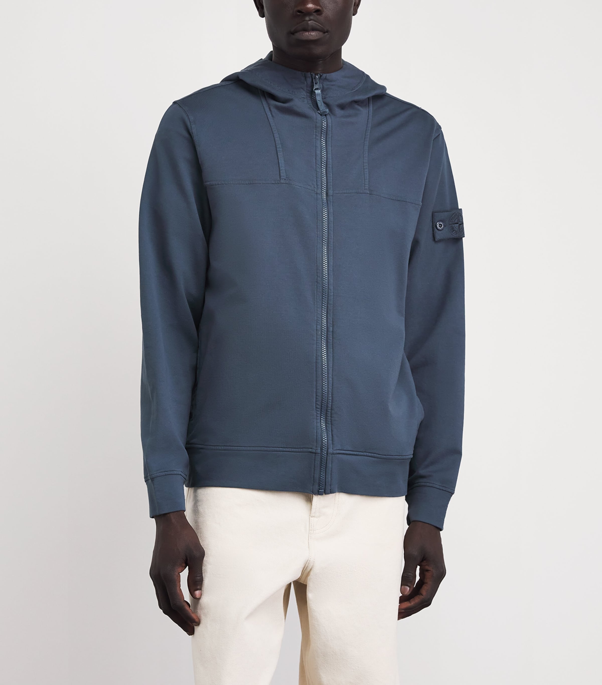Stone Island Mens Cotton-Blend Ghost Zip-Up Hoodie Image 4
