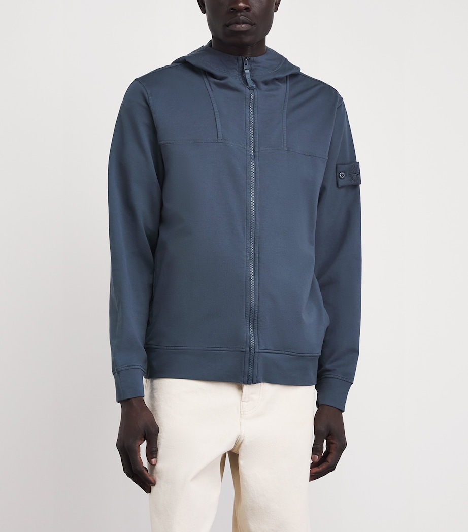 Stone Island Mens Cotton-Blend Ghost Zip-Up Hoodie Image 4