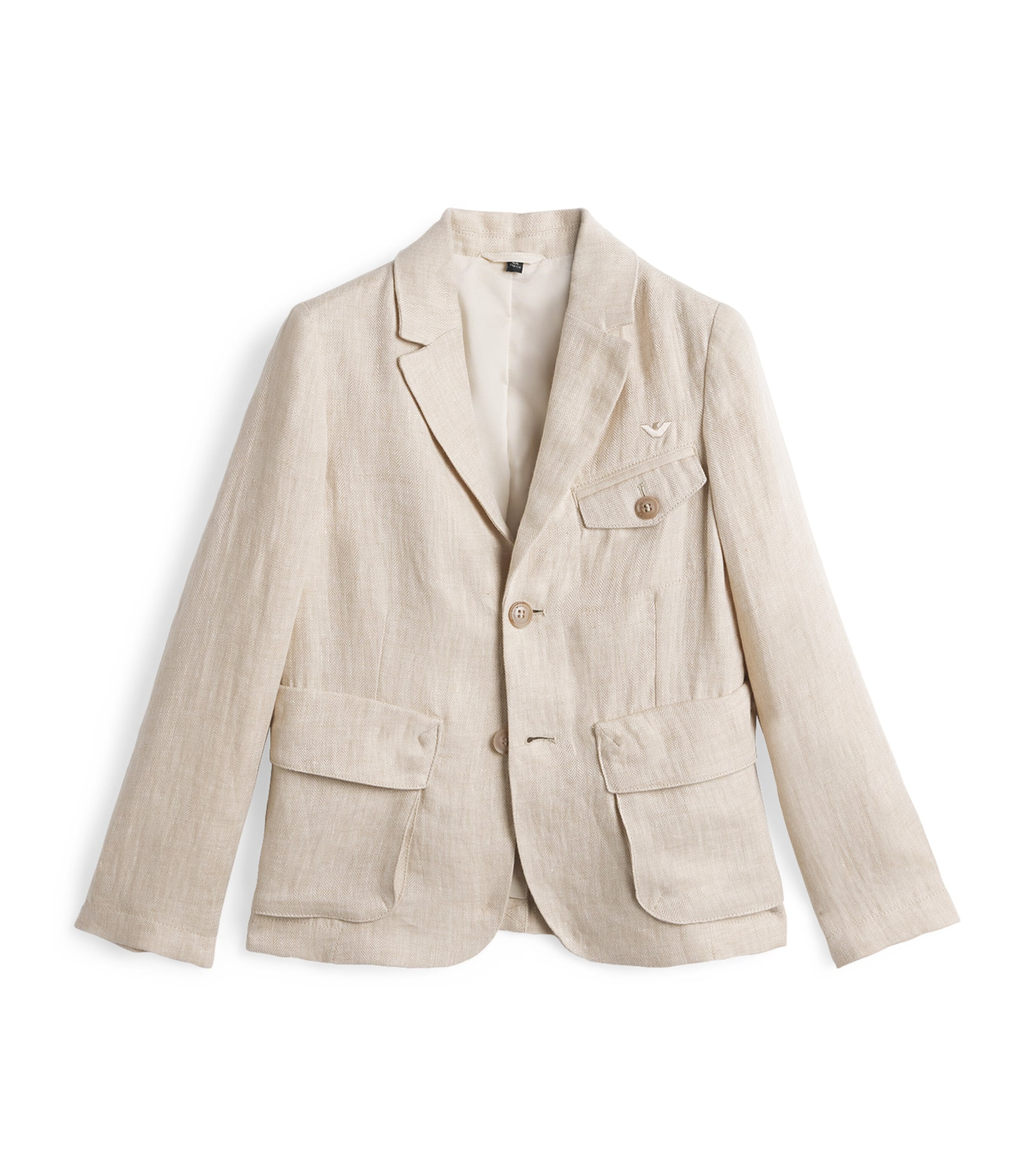 Emporio Armani Kids Linen Chevron Blazer (4-16 Years) Fant.beige Image 1