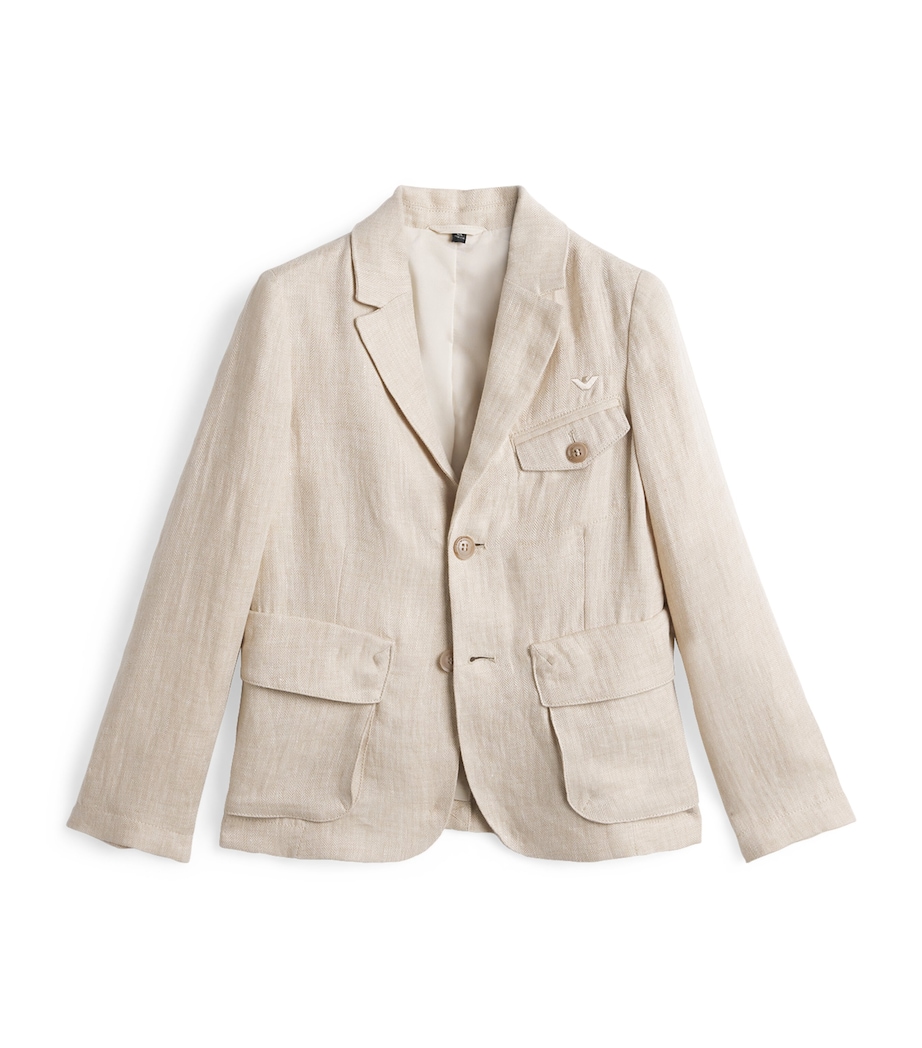 Emporio Armani Kids Linen Chevron Blazer (4-16 Years) Fant.beige Image 1