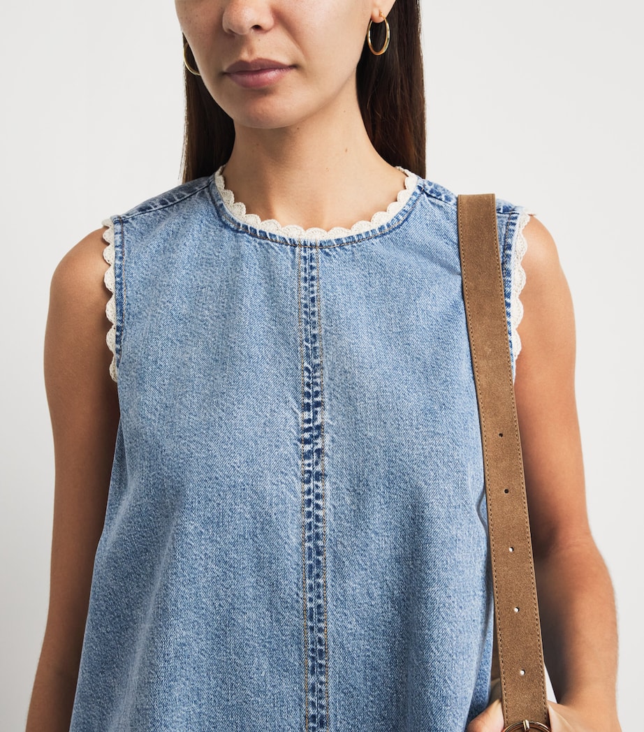FRAME Womens Denim Crochet Tide Mini Dress Dawn Image 3