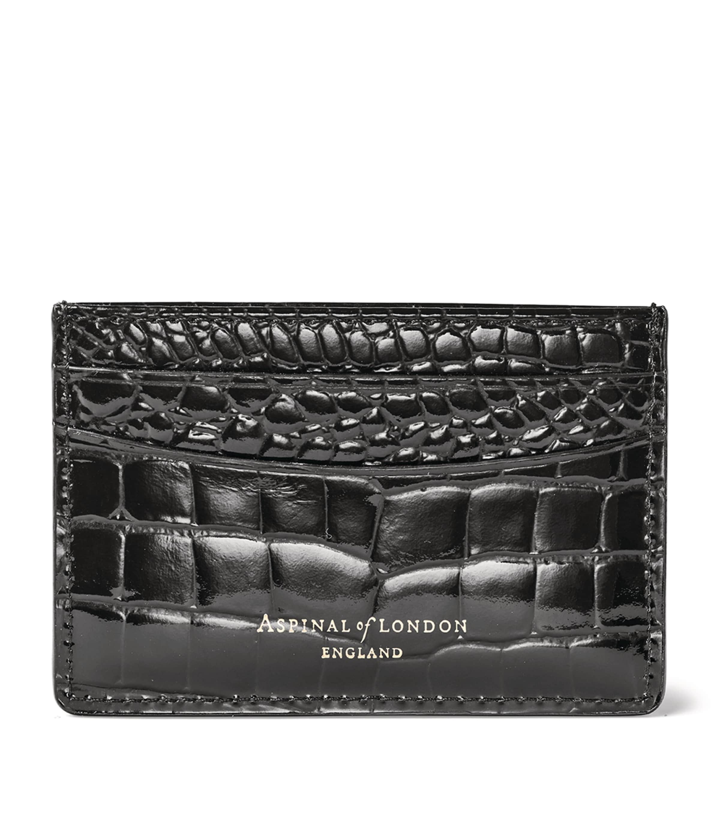 Croc-Embossed Slim Card Holder BLACK Image 2