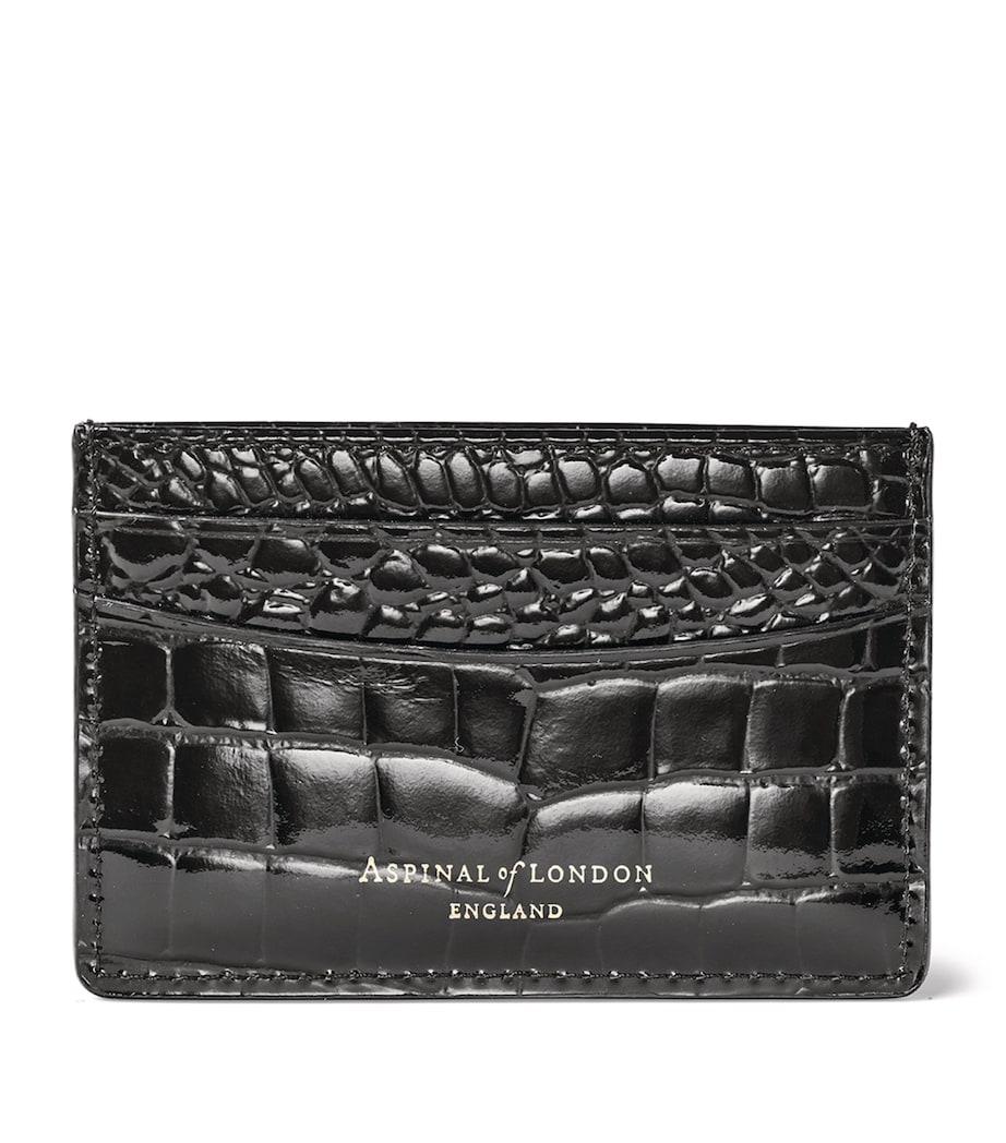 Croc-Embossed Slim Card Holder BLACK Image 2