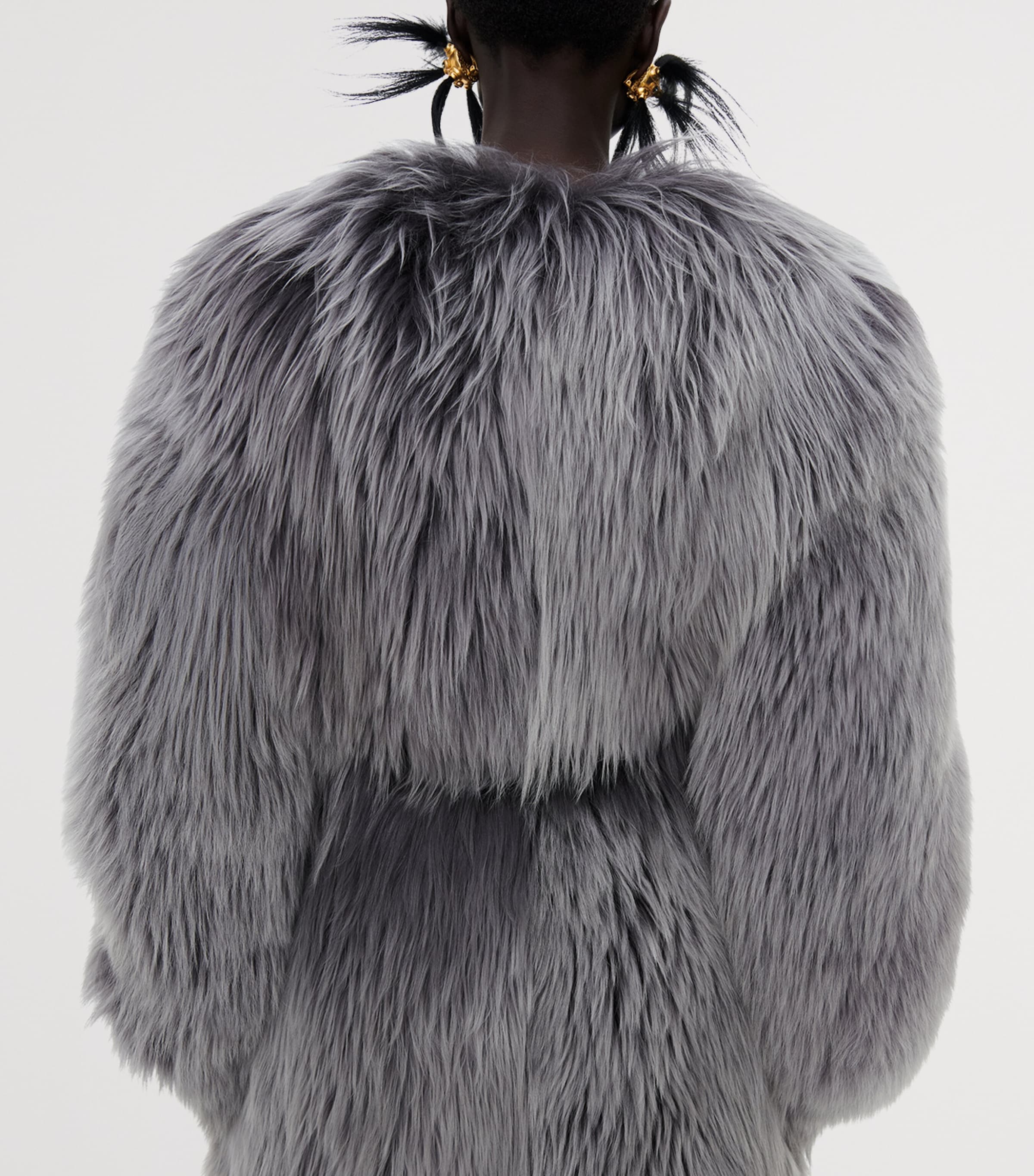 Schiaparelli Womens Shearling Corset Coat Dark Grey Image 3