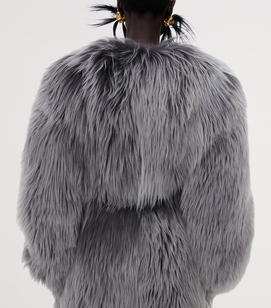 Schiaparelli Womens Shearling Corset Coat Dark Grey Image 3