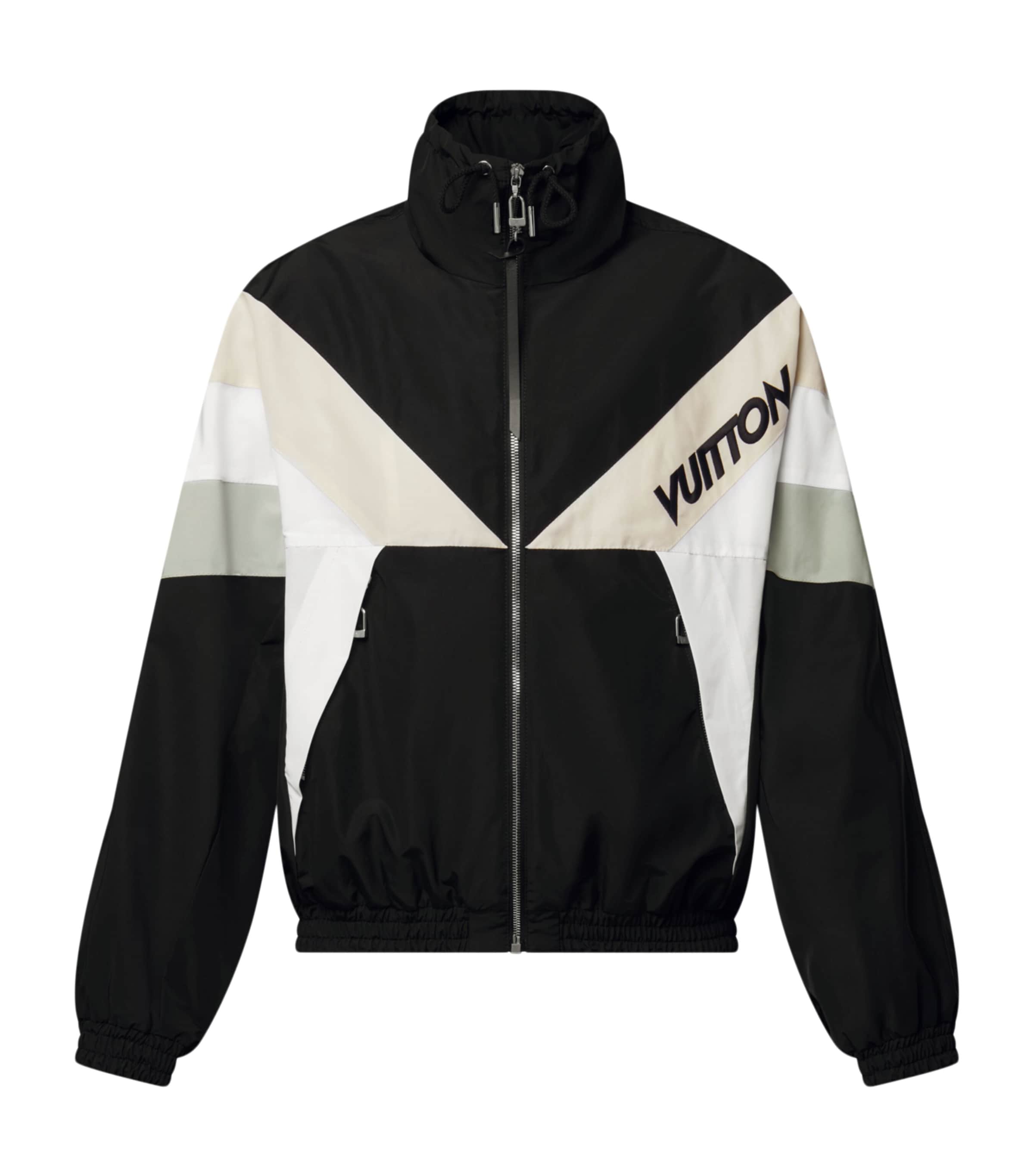 Cotton-Blend Colour-Block Windbreaker Jacket BLACK Image 1